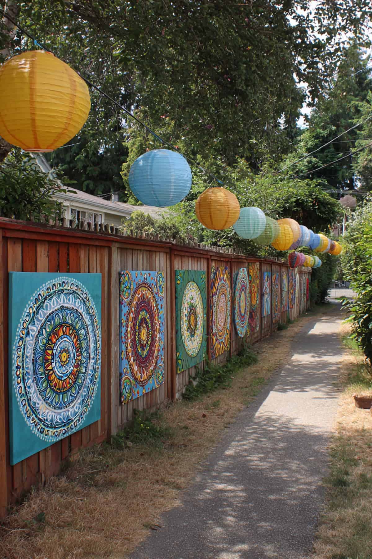 Painted Mandala Art Fence