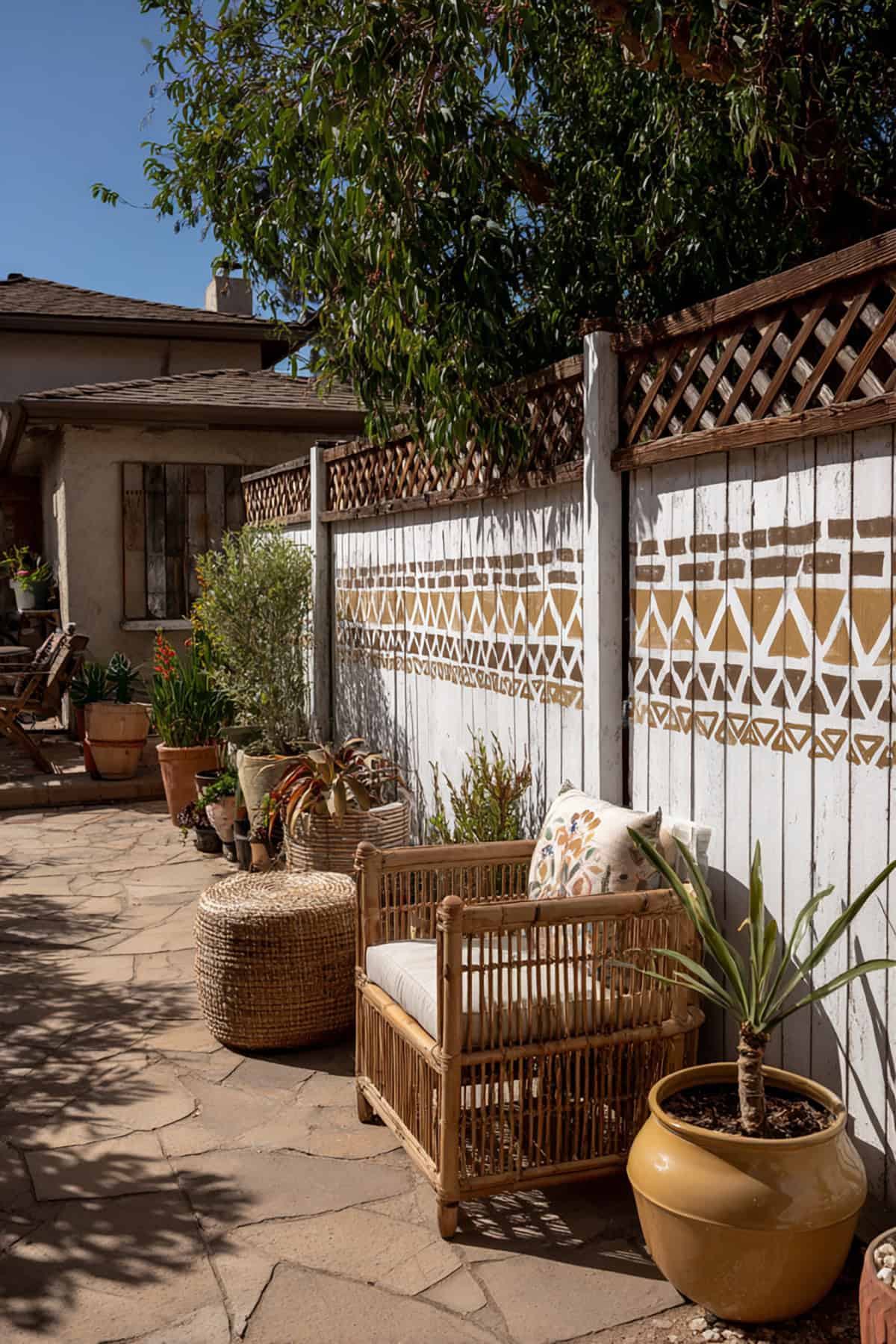 Painted Tribal Pattern Fence