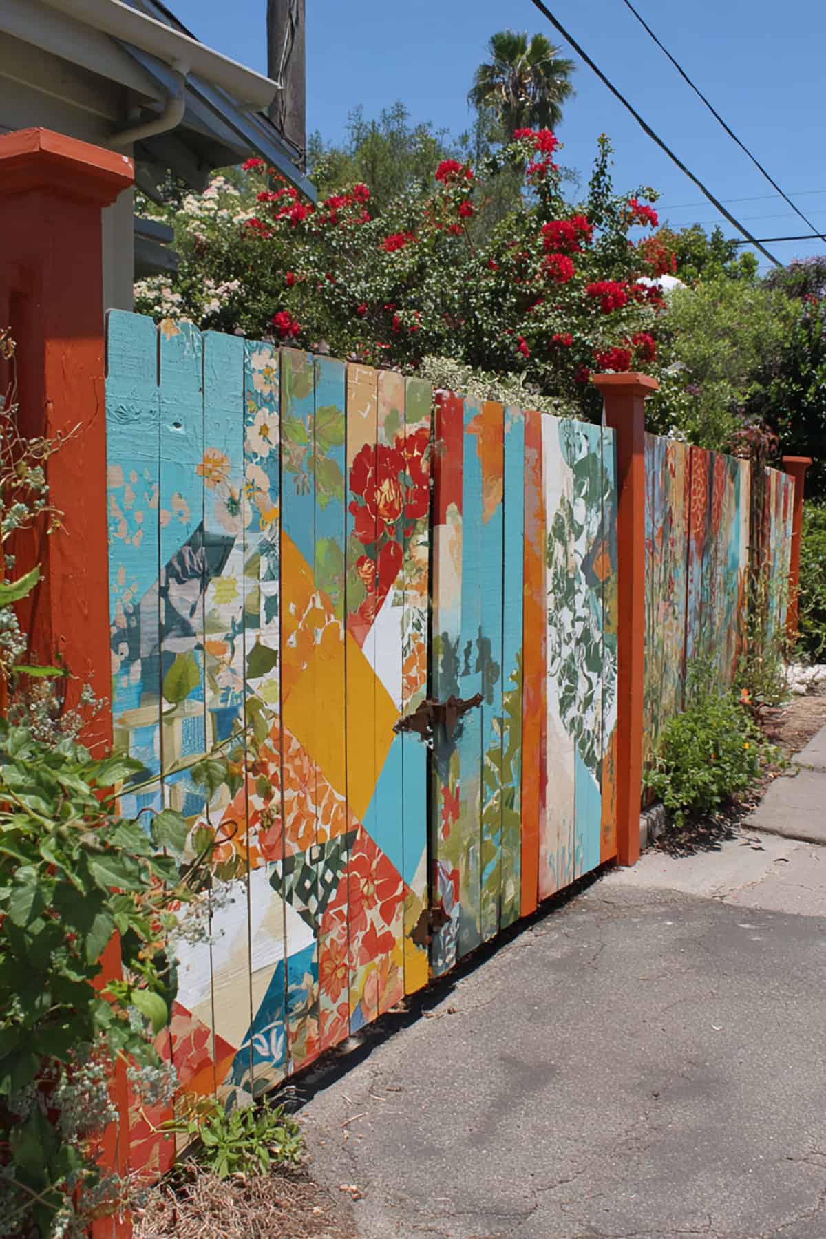 Patchwork Quilt Inspired Painted Fence
