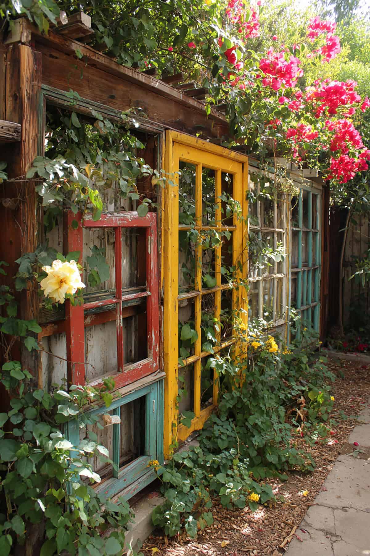 Upcycled Window Frame Fence Inserts