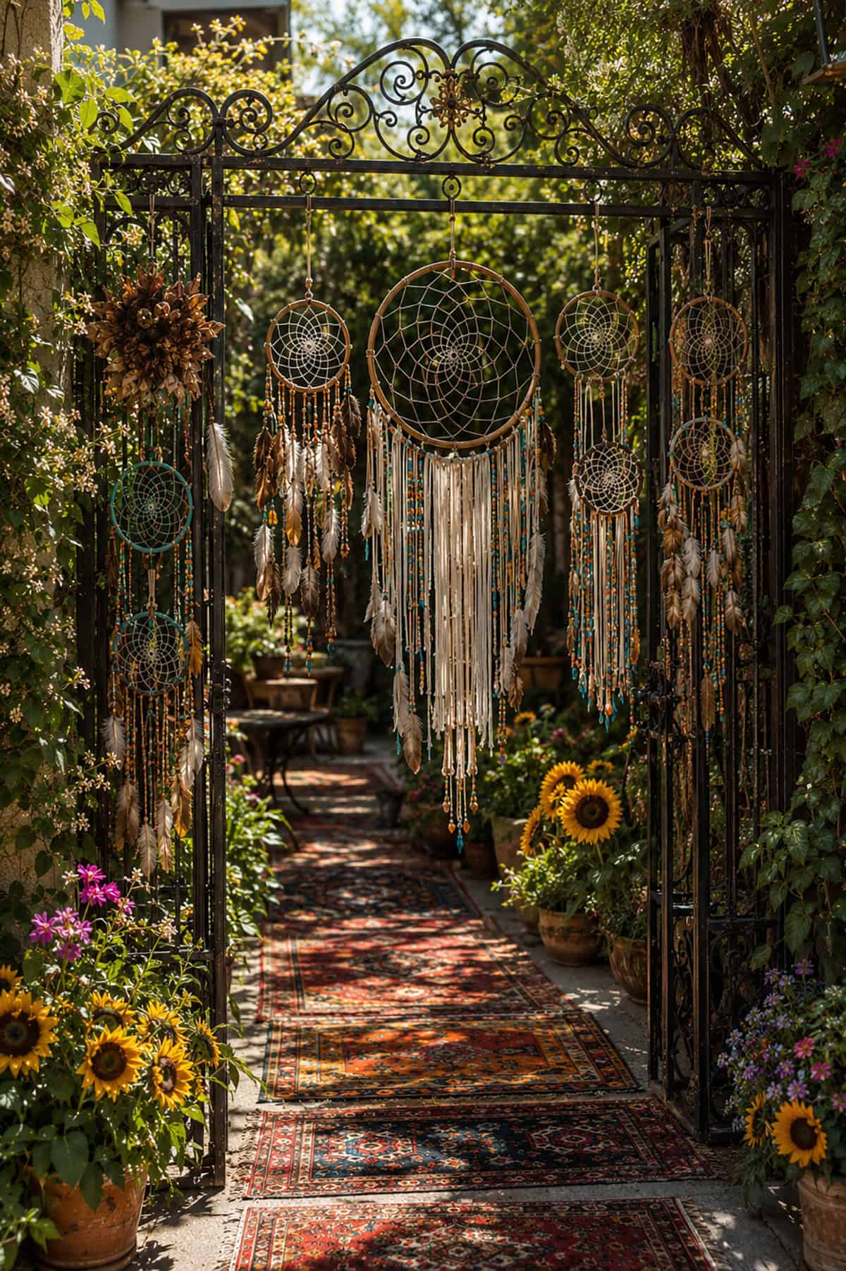 Wrought Iron Gate With Hanging Dreamcatchers