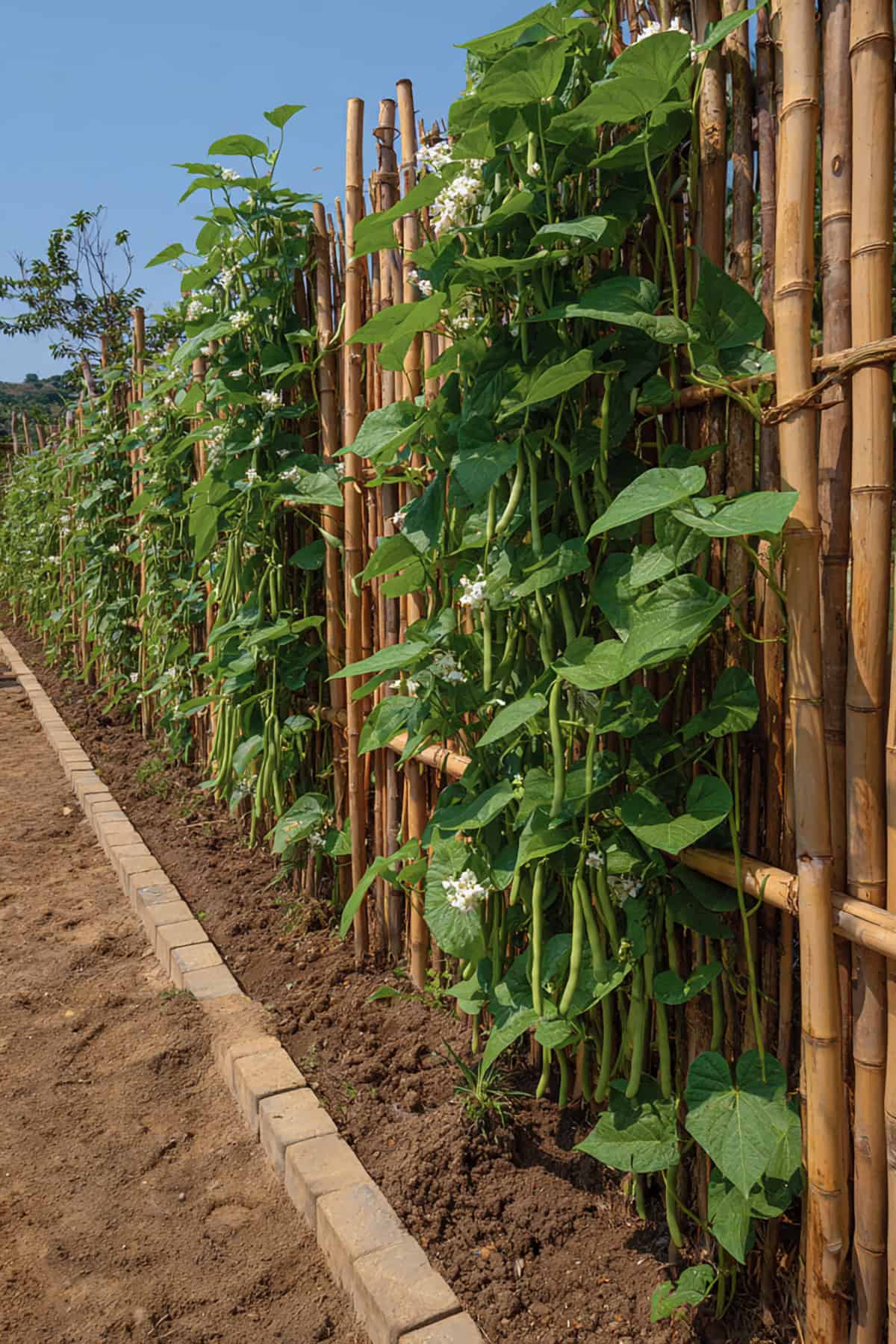Climbing Bean Fence on Bamboo A Frame Panels