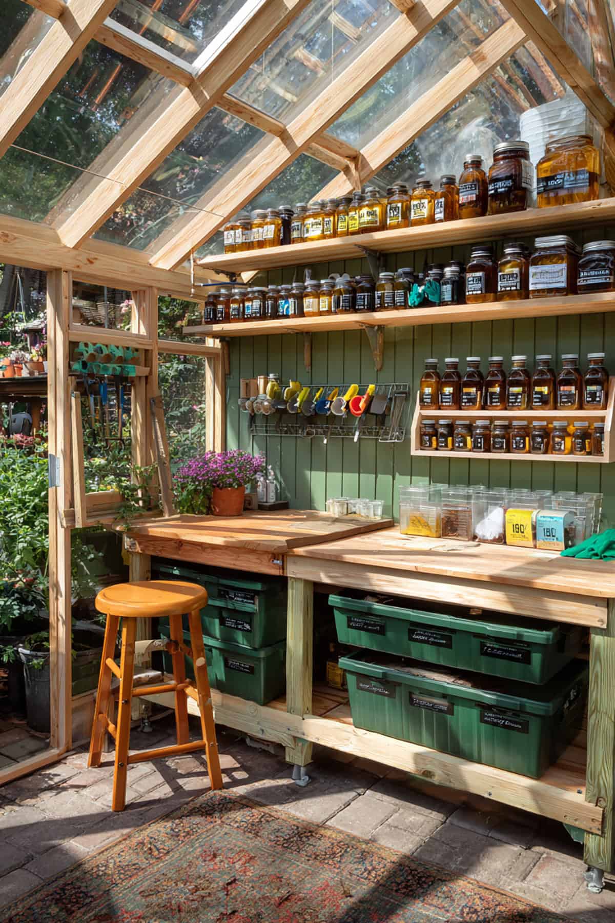 Greenhouse Workstation With Built In Storage and Label Walls