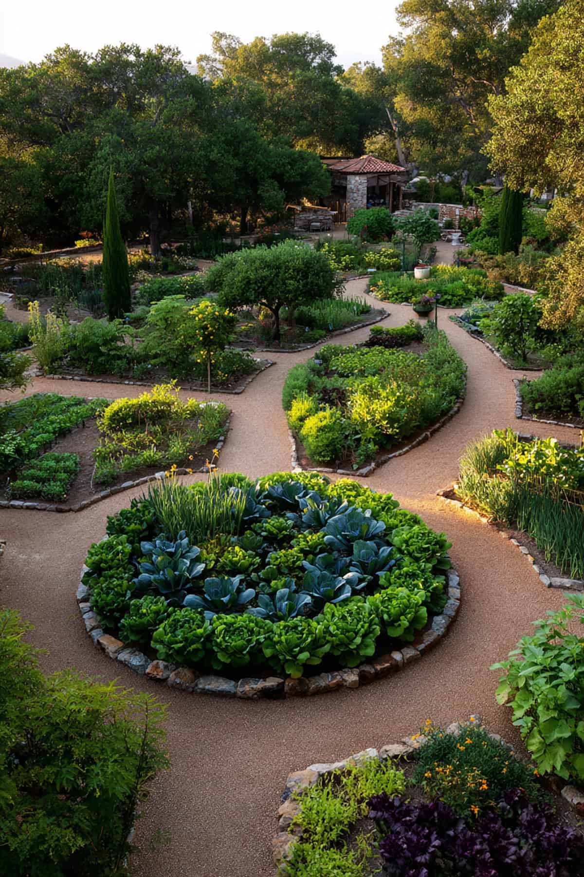 Mandala Circle Beds With Radial Paths
