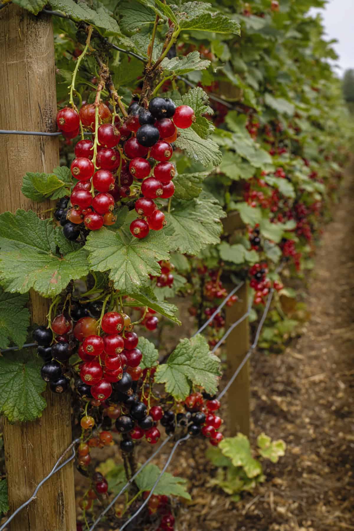 Mixed Currant Fence with Red and Black Clusters