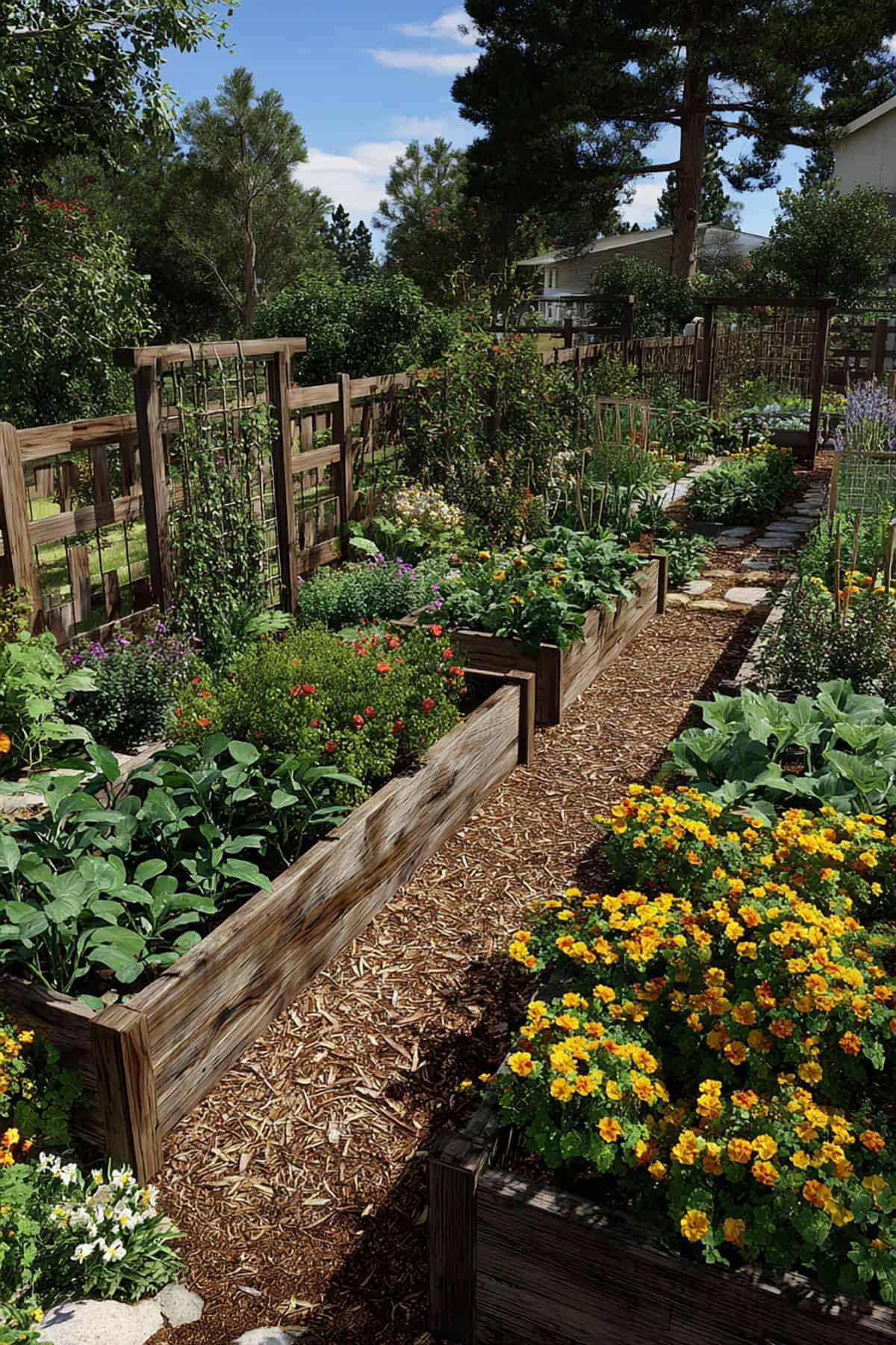 Mixed Raised Beds With Pollinator Strip