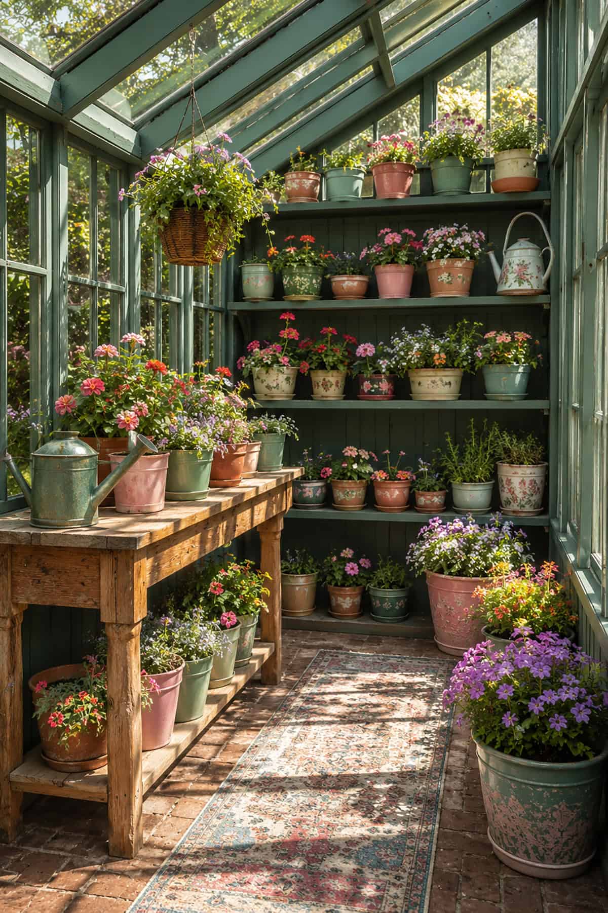 Painted Shelves And Coordinated Pots