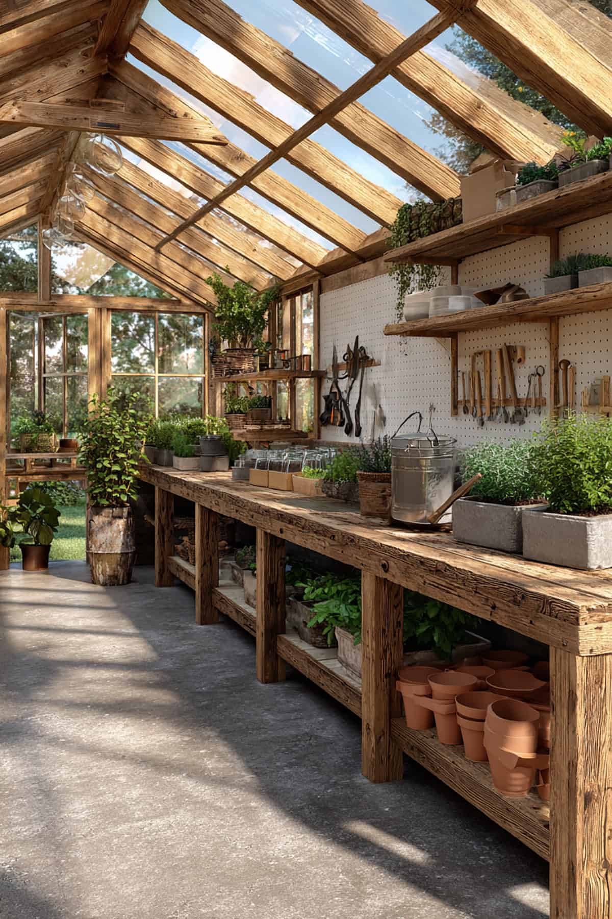Potting Bench Wall With Pegboard Tool Styling