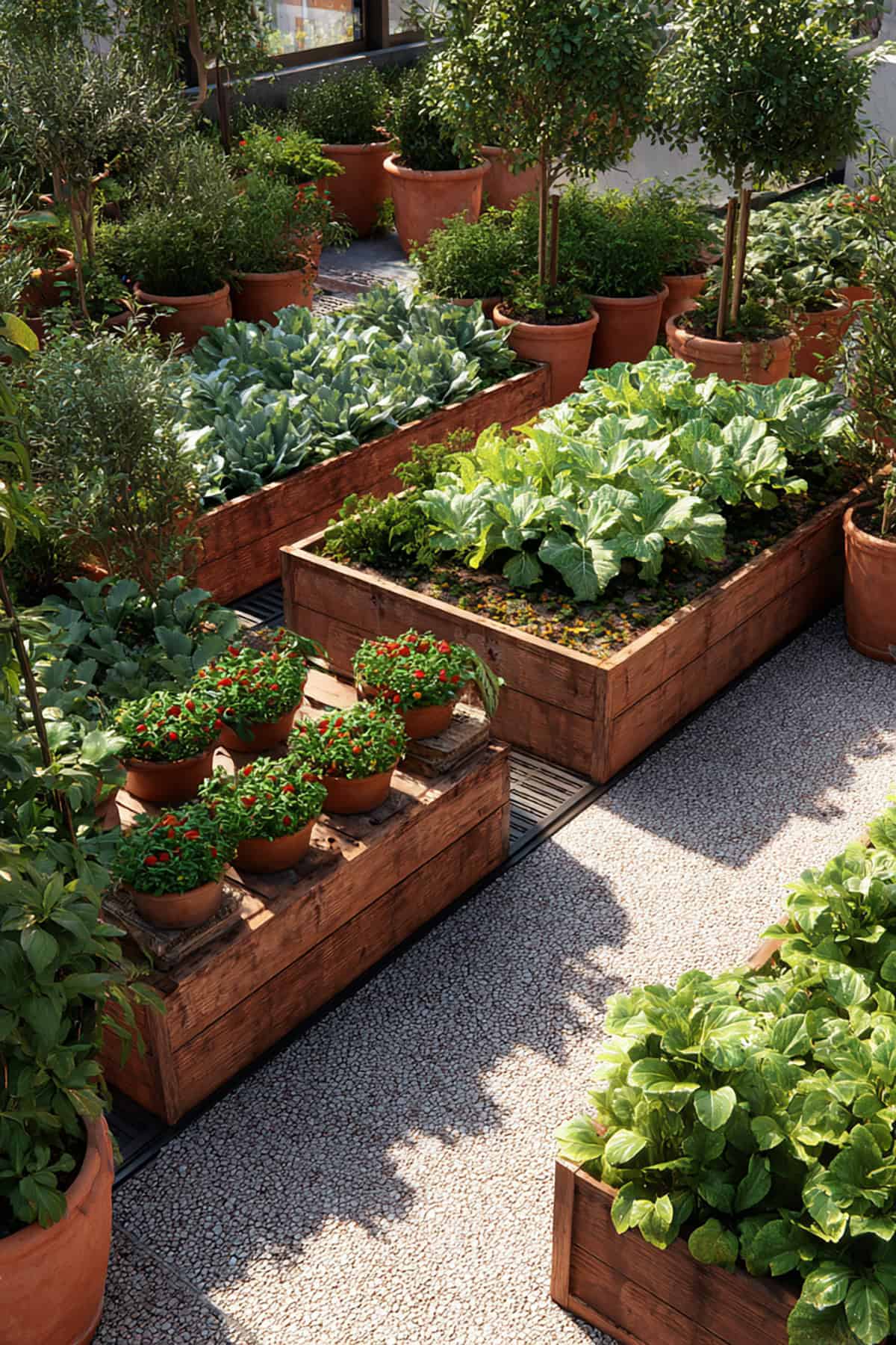 Raised Bed + Container Mix Layout.