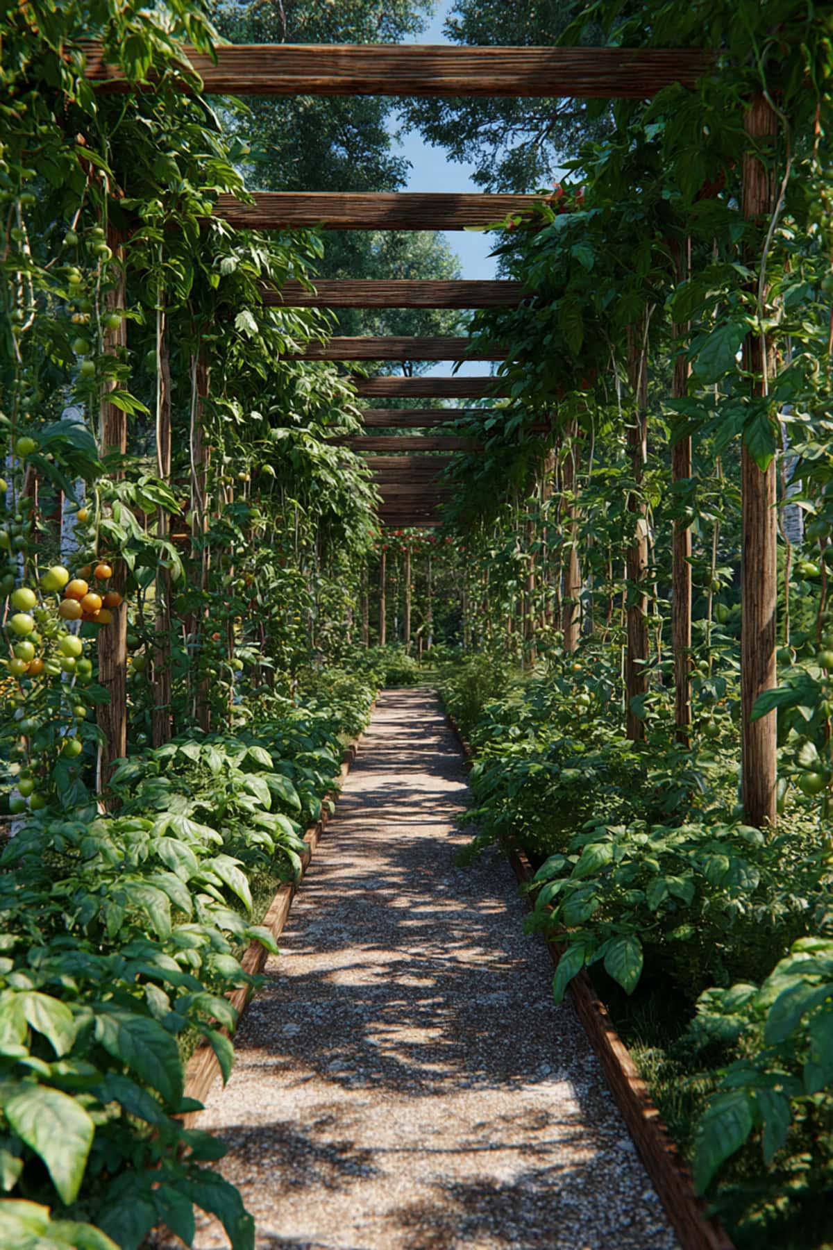 Tomato Corridor With Dual Trellis Lines