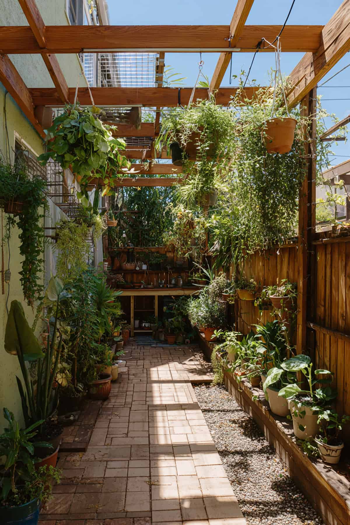 Compact Pergola With Hanging Plants Only