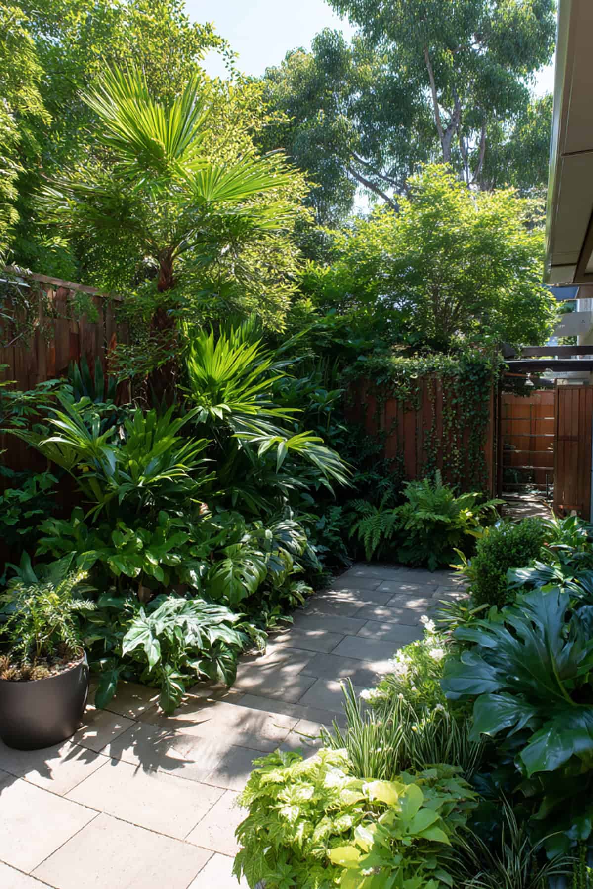 Corner Packed With Tall Privacy Plants