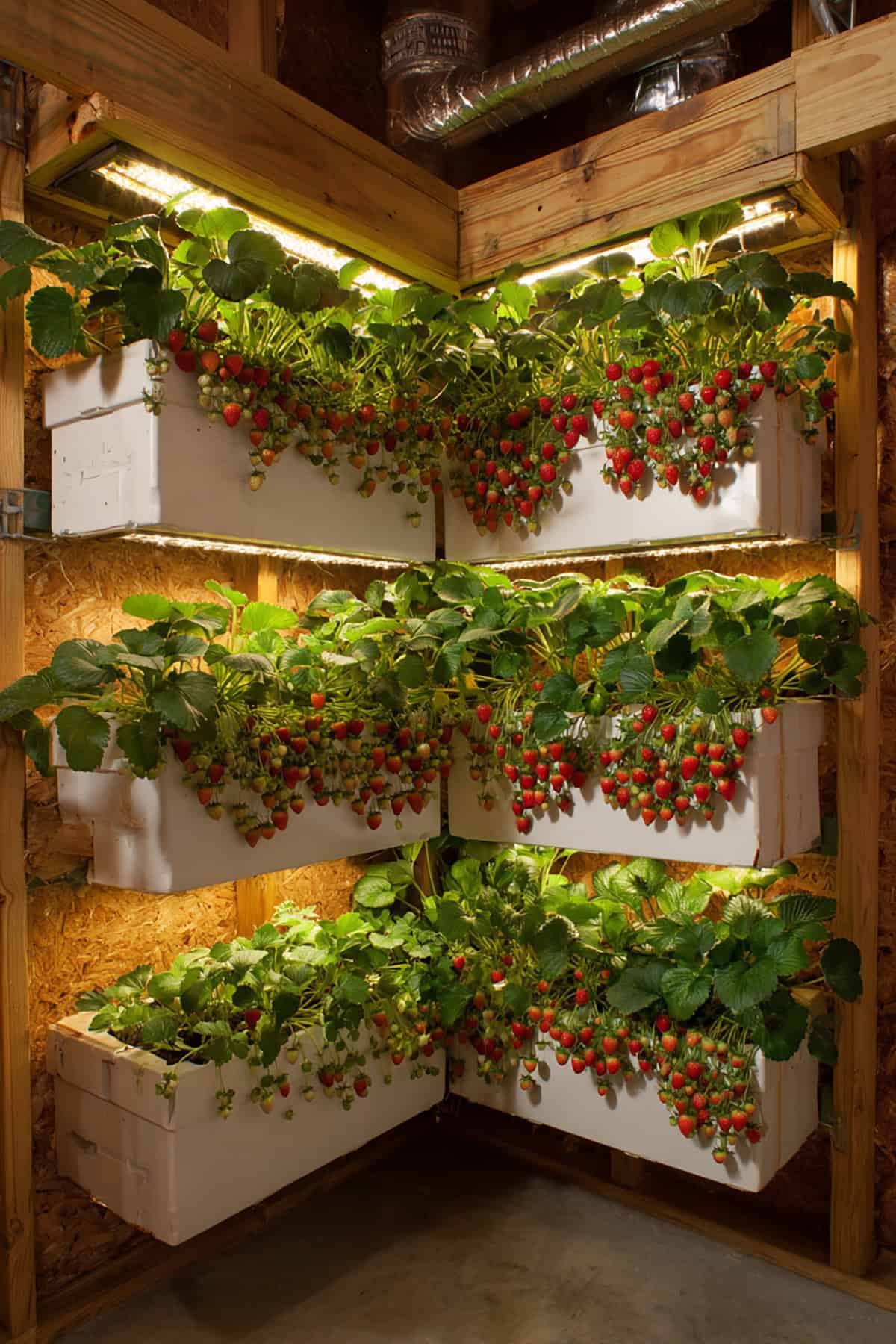 Corner Wall Rail Strawberry Planter System with Horizontal Channels