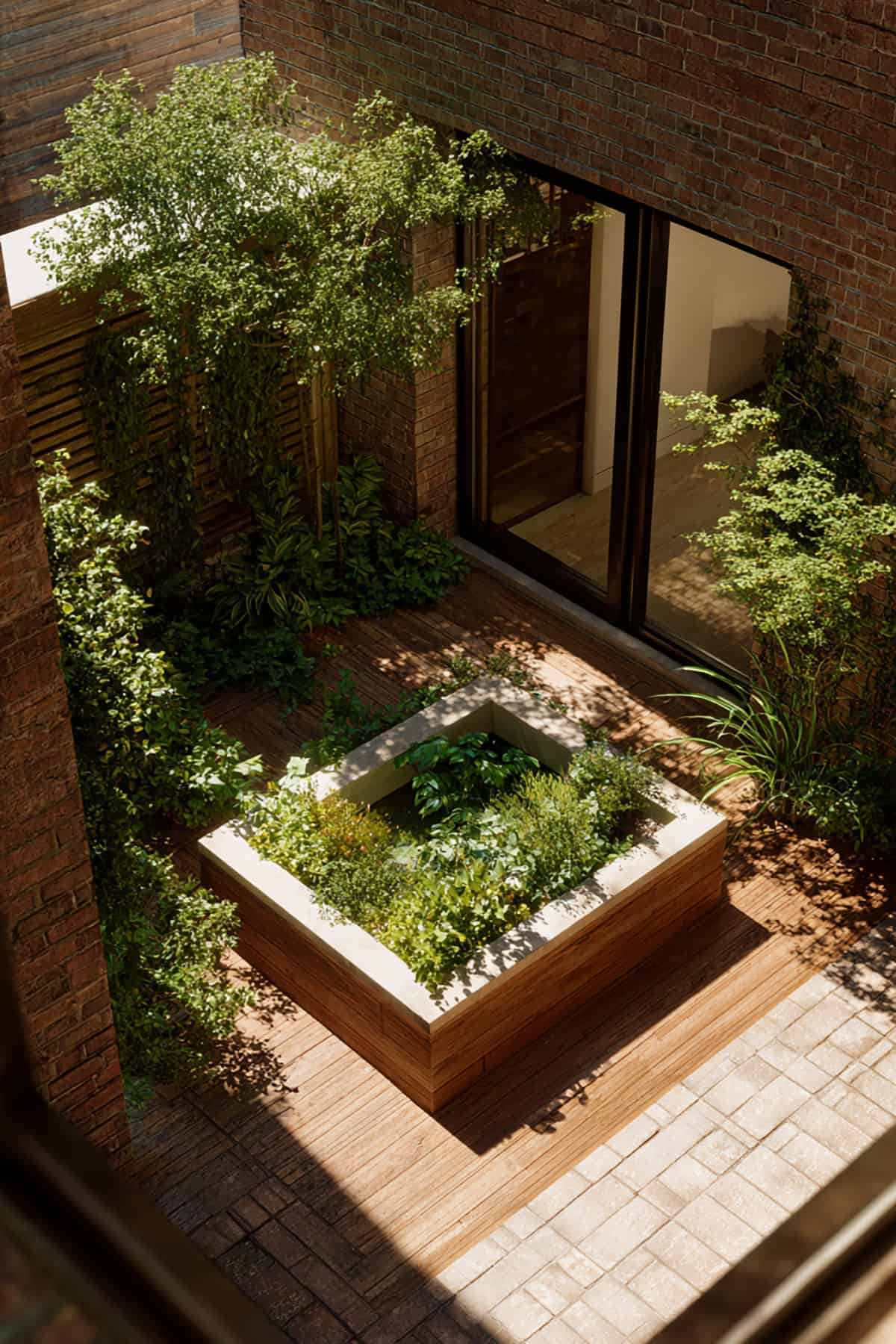 Micro Courtyard With Single Central Bed