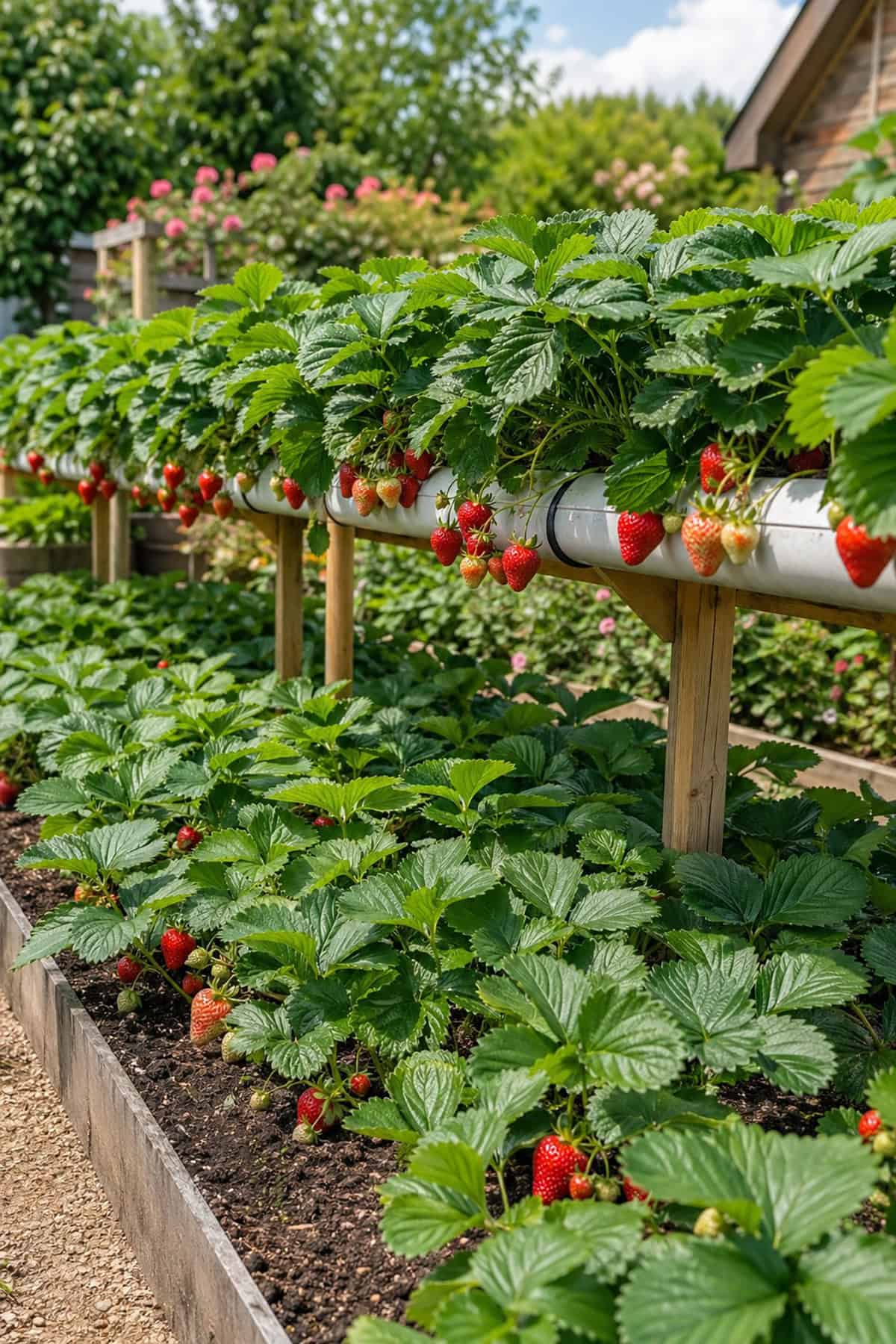 Multi Level Garden Bed with Ground and Elevated Rows
