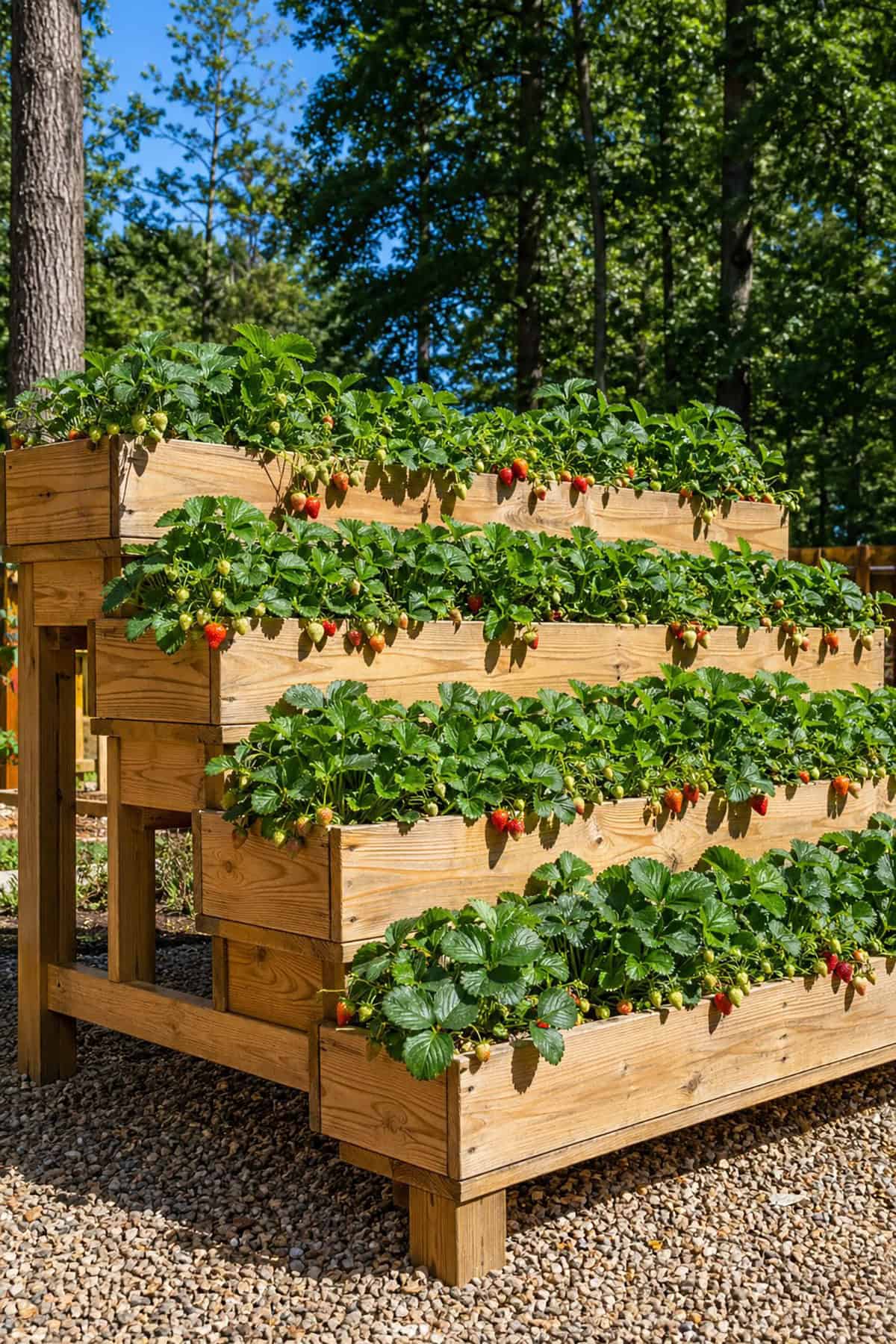 Multi Level Wooden Platform Strawberry Planter Display
