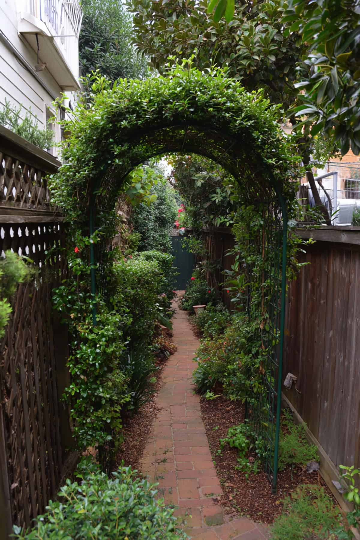 Narrow Arch Trellis Over Short Garden Path