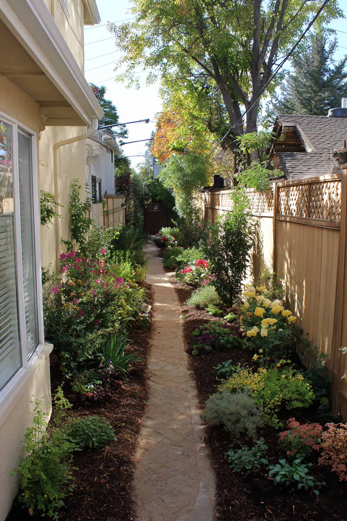 Narrow Backyard With Central Path Layout