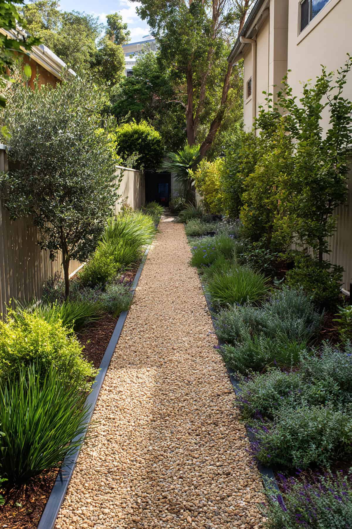 Narrow Gravel Path With Side Planting