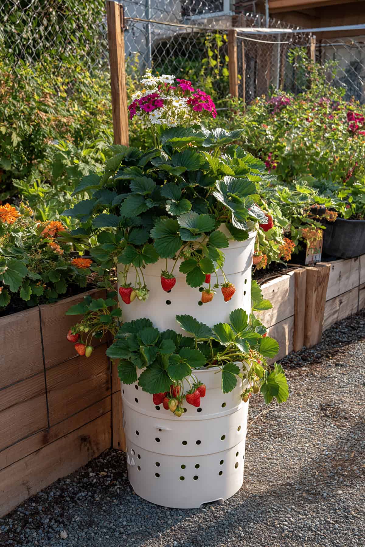 Perforated Bucket Vertical Strawberry Planter
