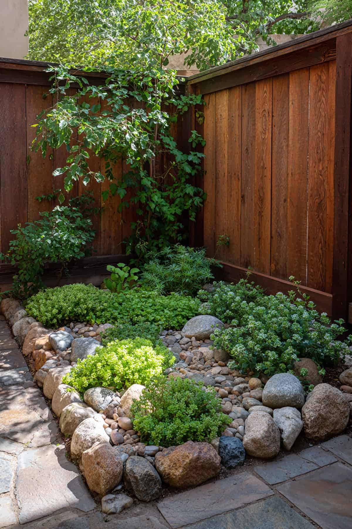 Small Garden Patch Defined by Simple Rock Border