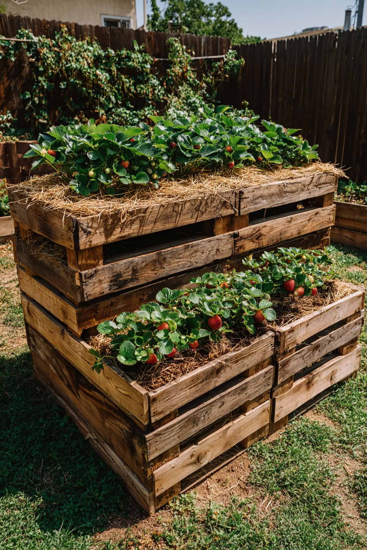 Stacked Pallet Wood Strawberry Planter Box