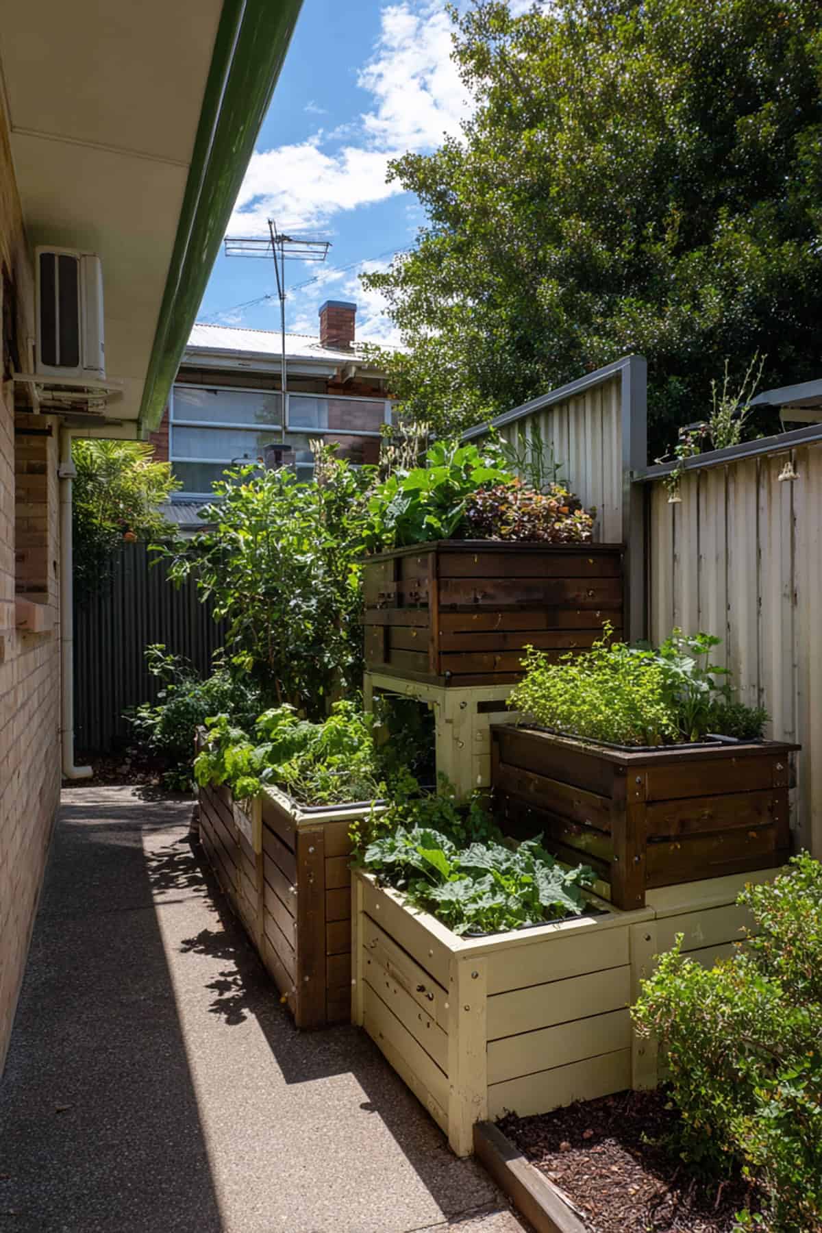 Stacked Planter Boxes in One Corner Only