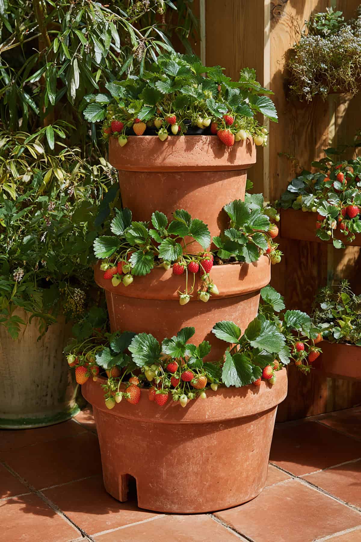 Stacked Terracotta Strawberry Tower Plante