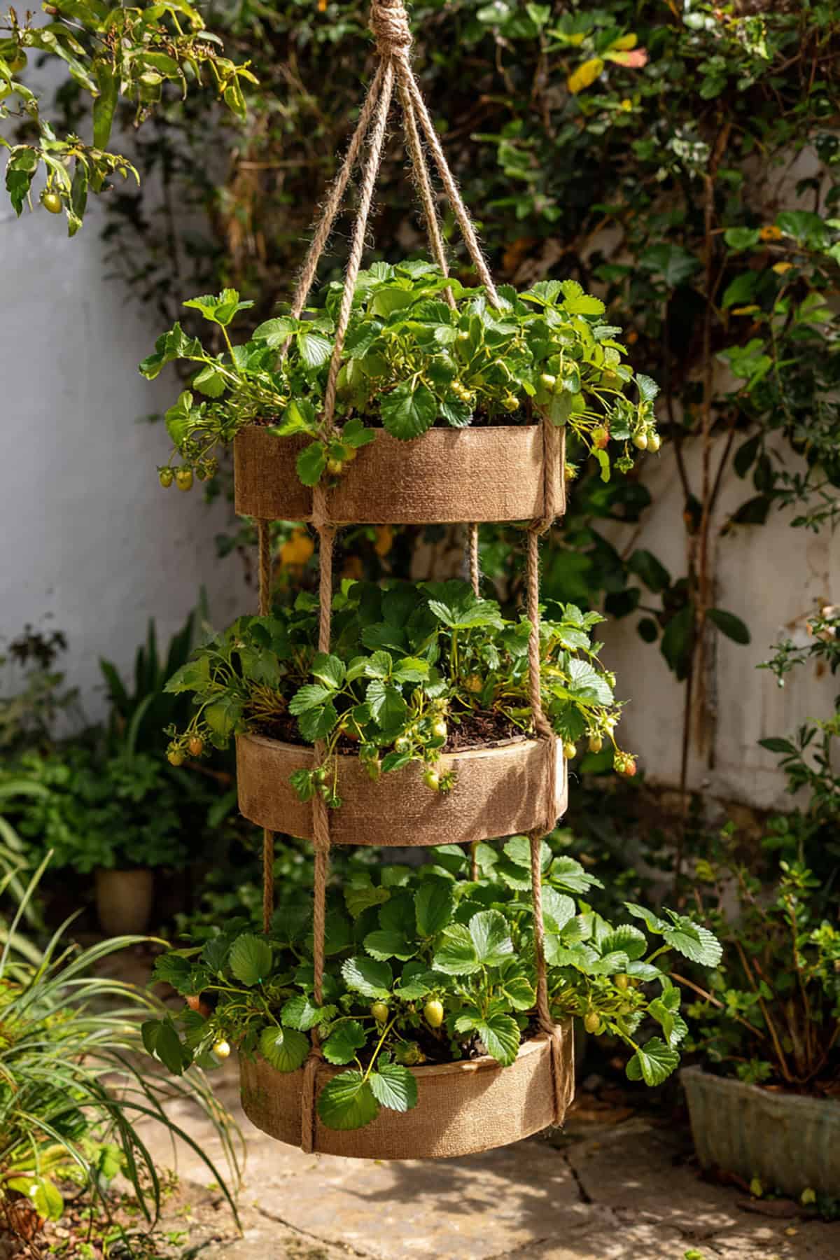 Strawberry Hanging Rope Tier Basket Planter