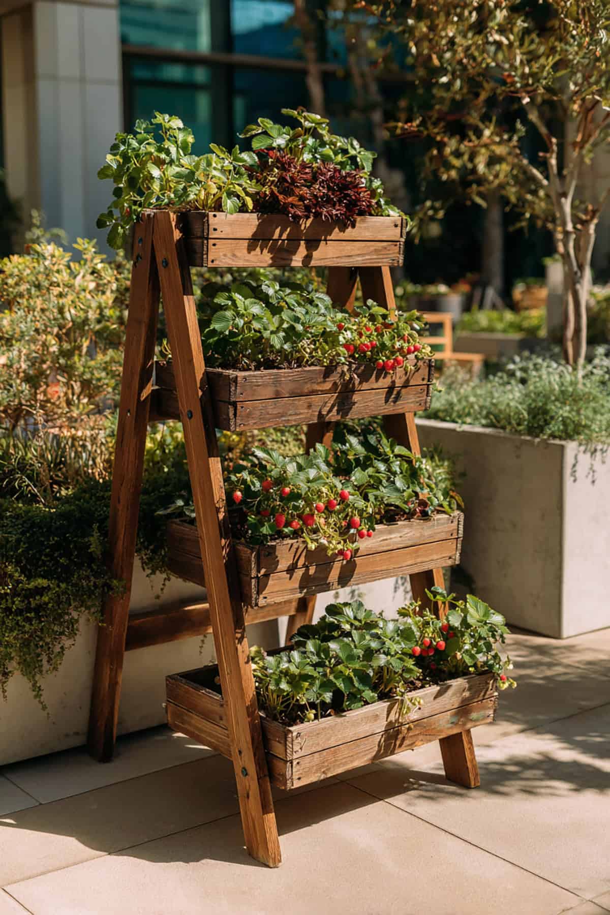 Strawberry Ladder Shelf Vertical Garden