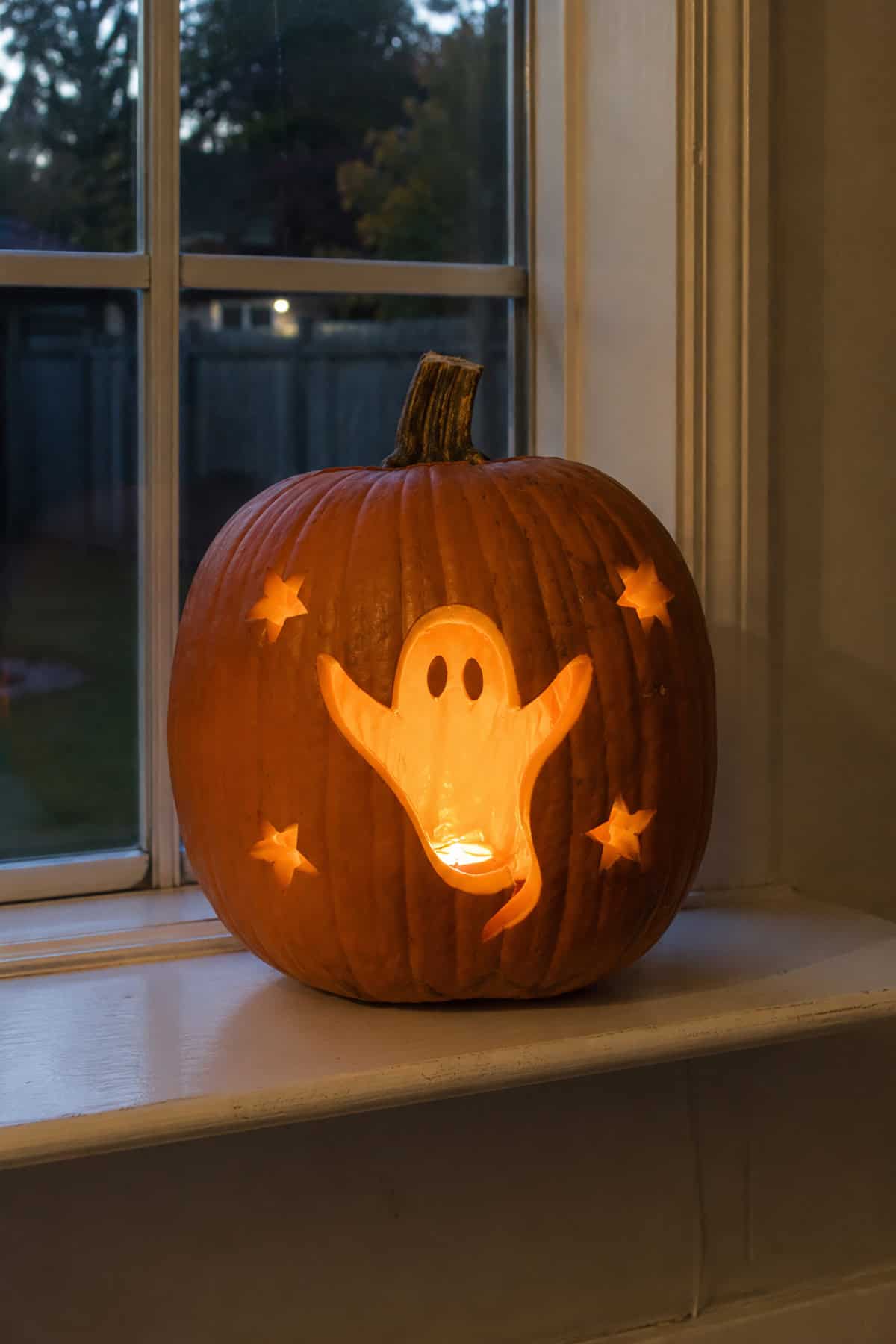 Friendly Ghost And Stars Pumpkin