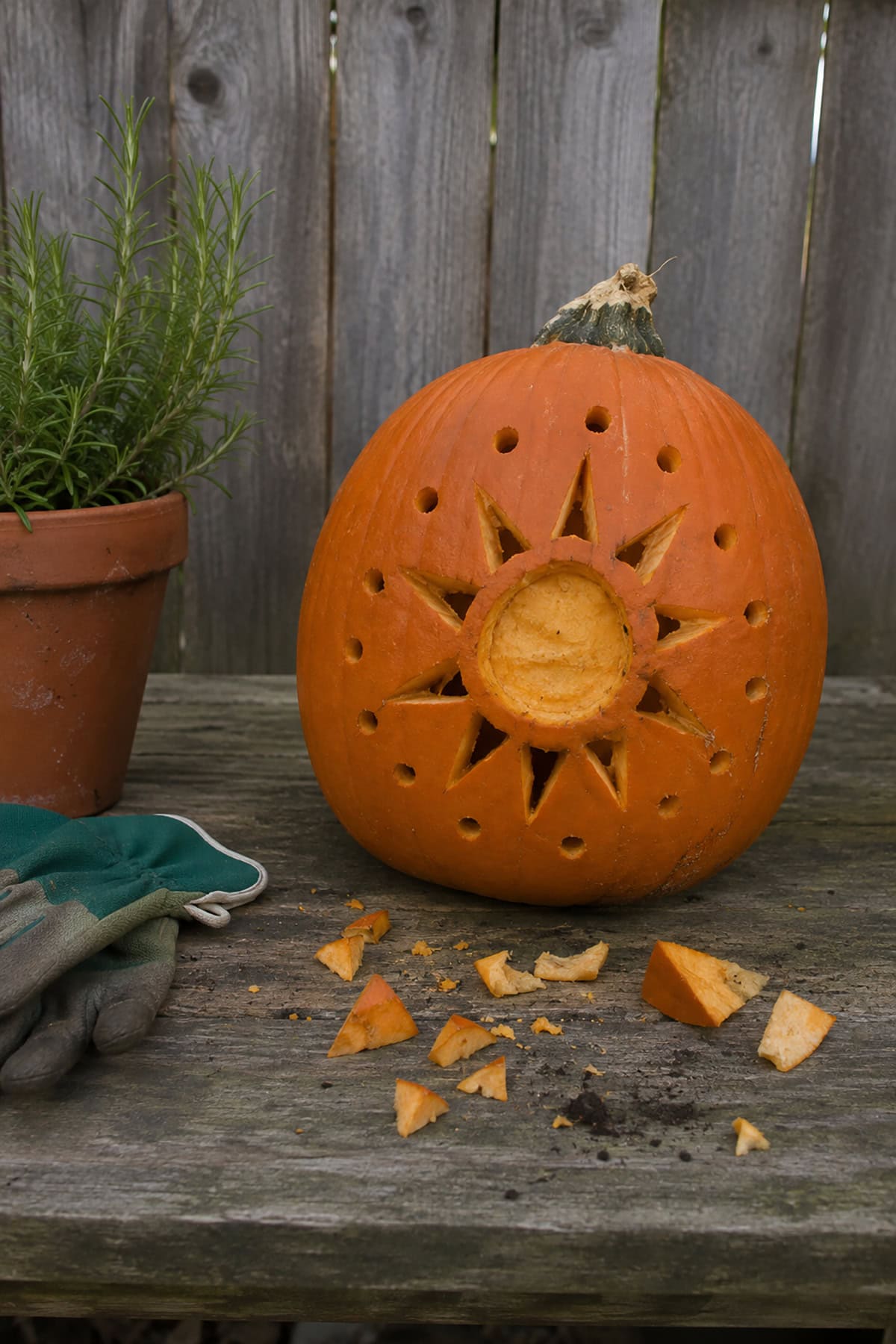 Simple Sunburst Carved Pumpkin