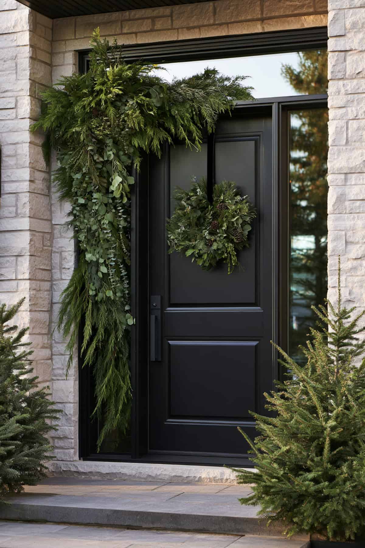 Asymmetrical Evergreen Door Garland
