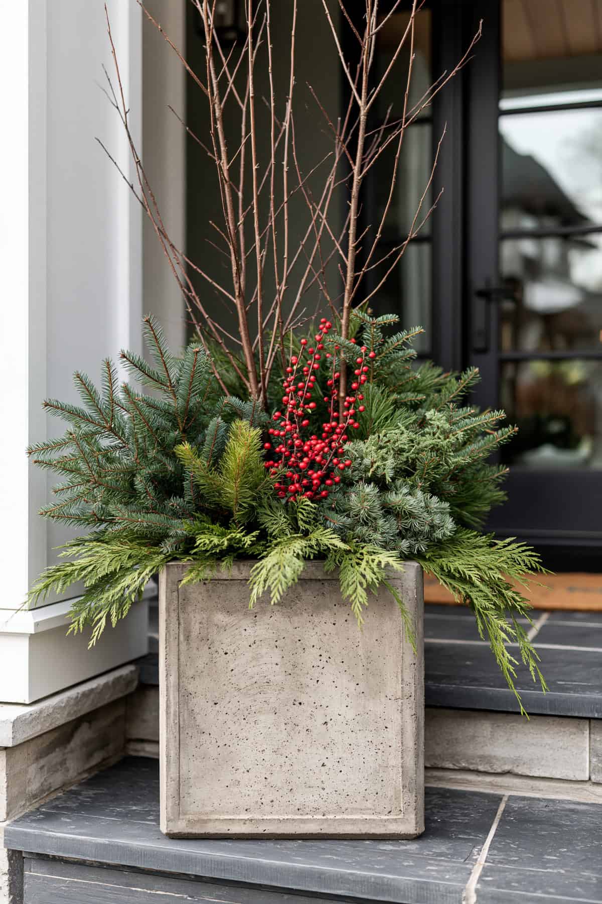 Concrete Block Planter With Fresh Greenery