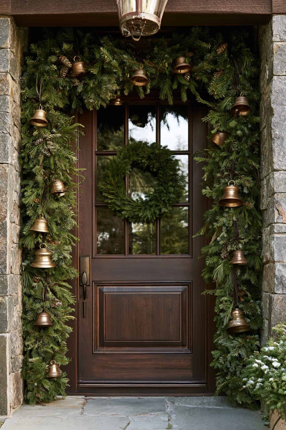 Evergreen Garland With Small Brass Bells
