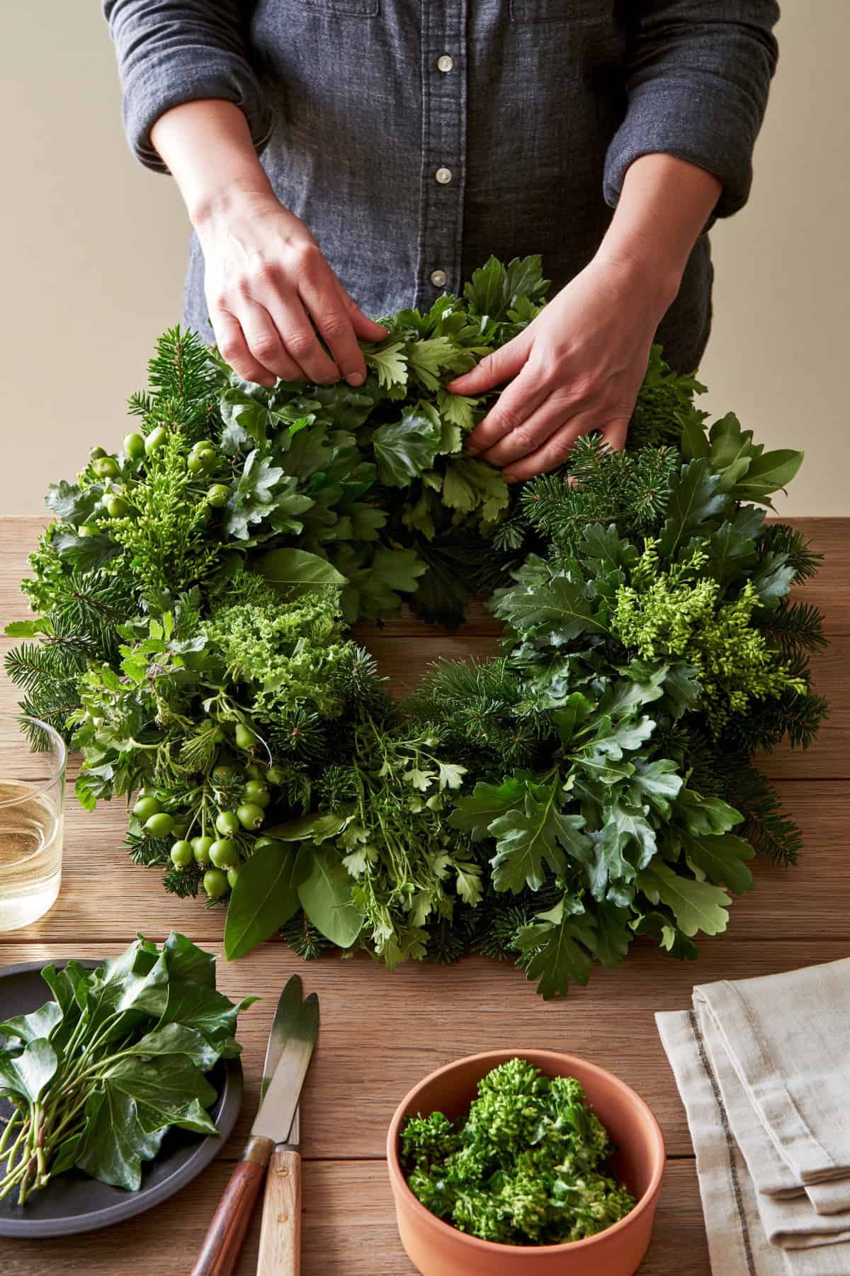 Step 5: Fill Gaps and Shape the Wreath