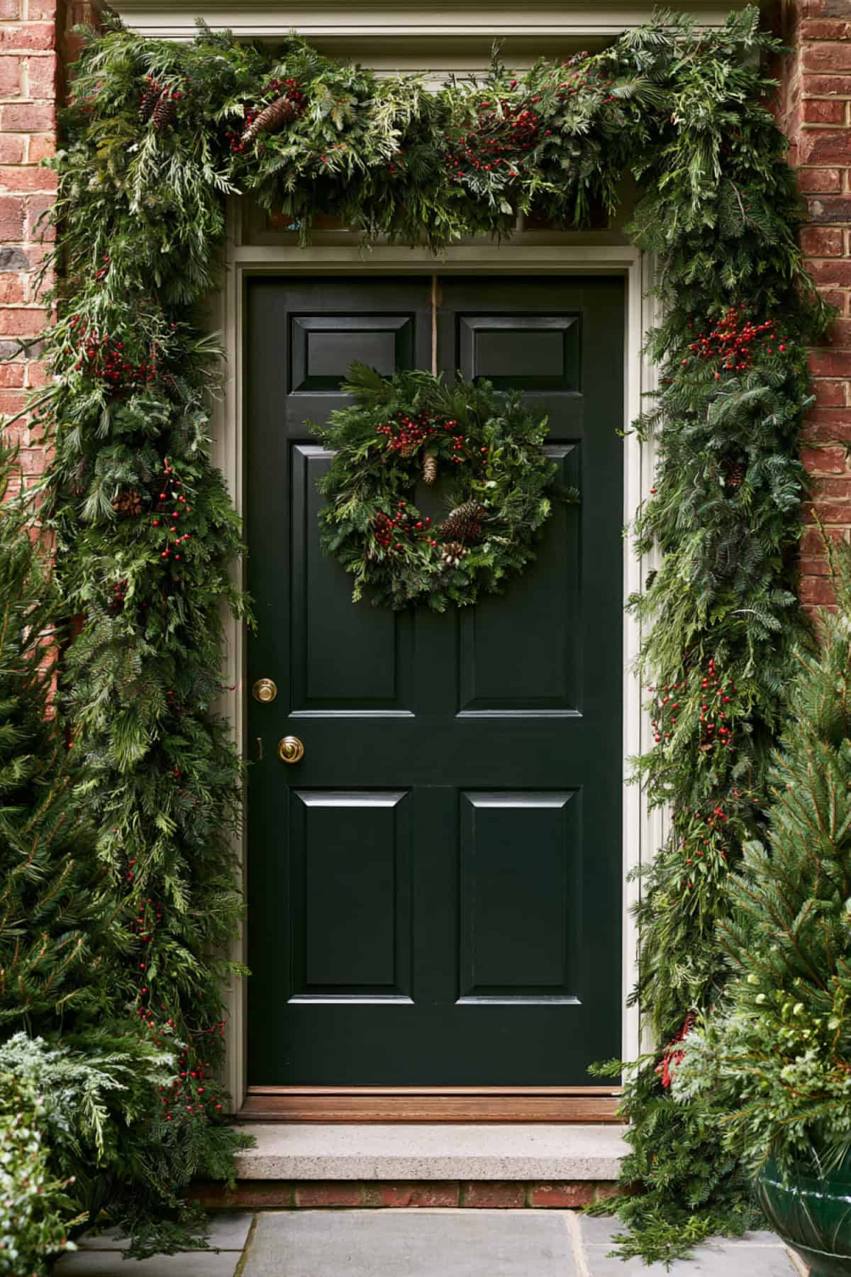 Full Greenery Garland Wrapped Around The Doorframe