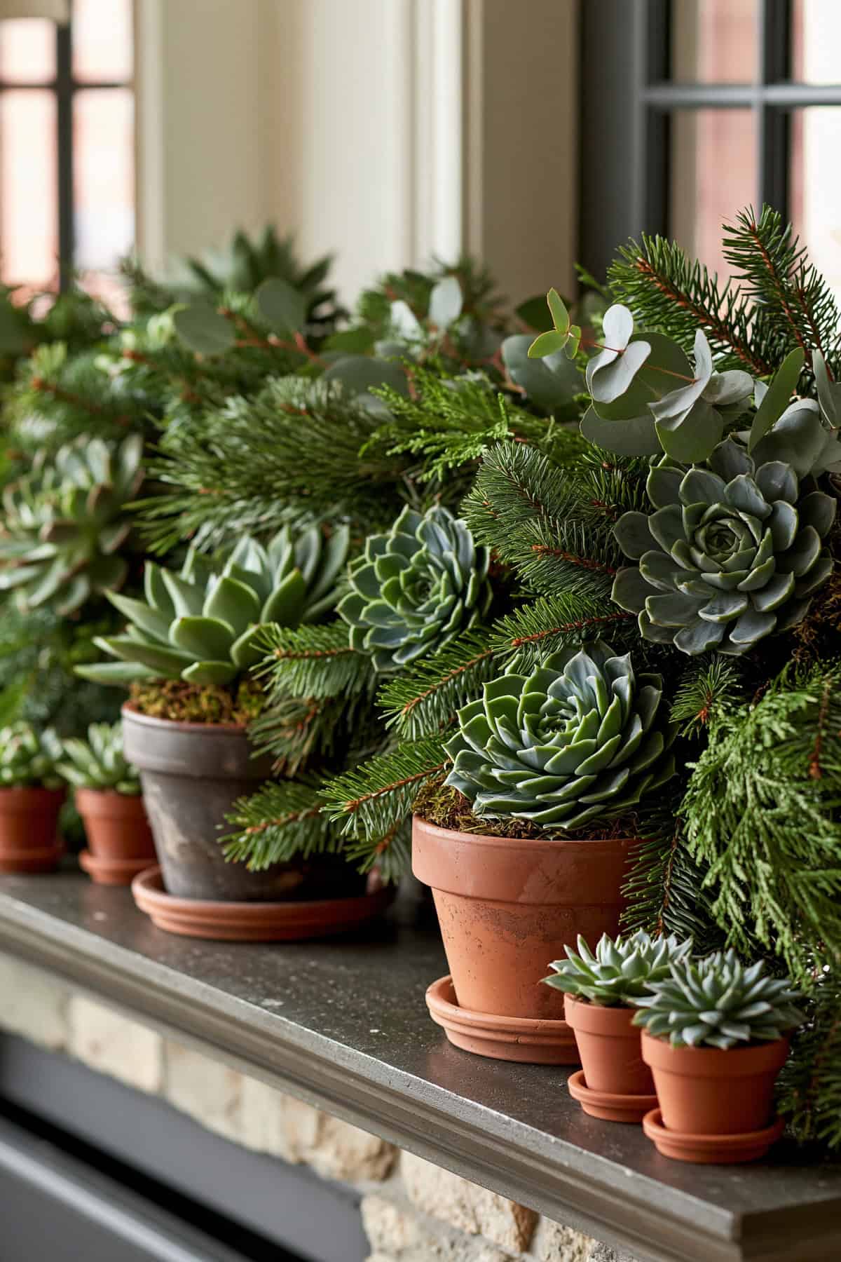Greenery Garland With Succulents Tucked Throughout