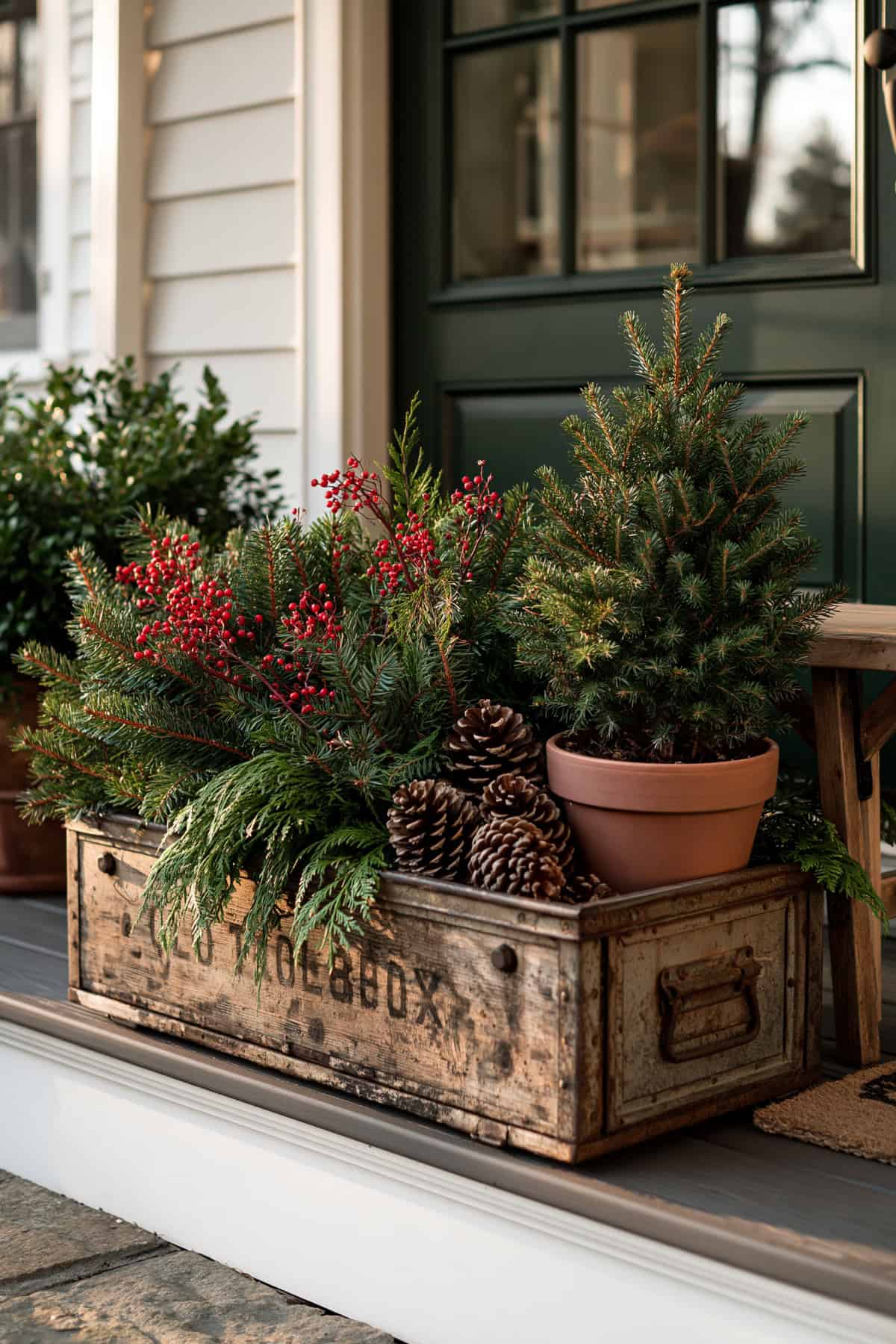 Old Toolbox Christmas Planter