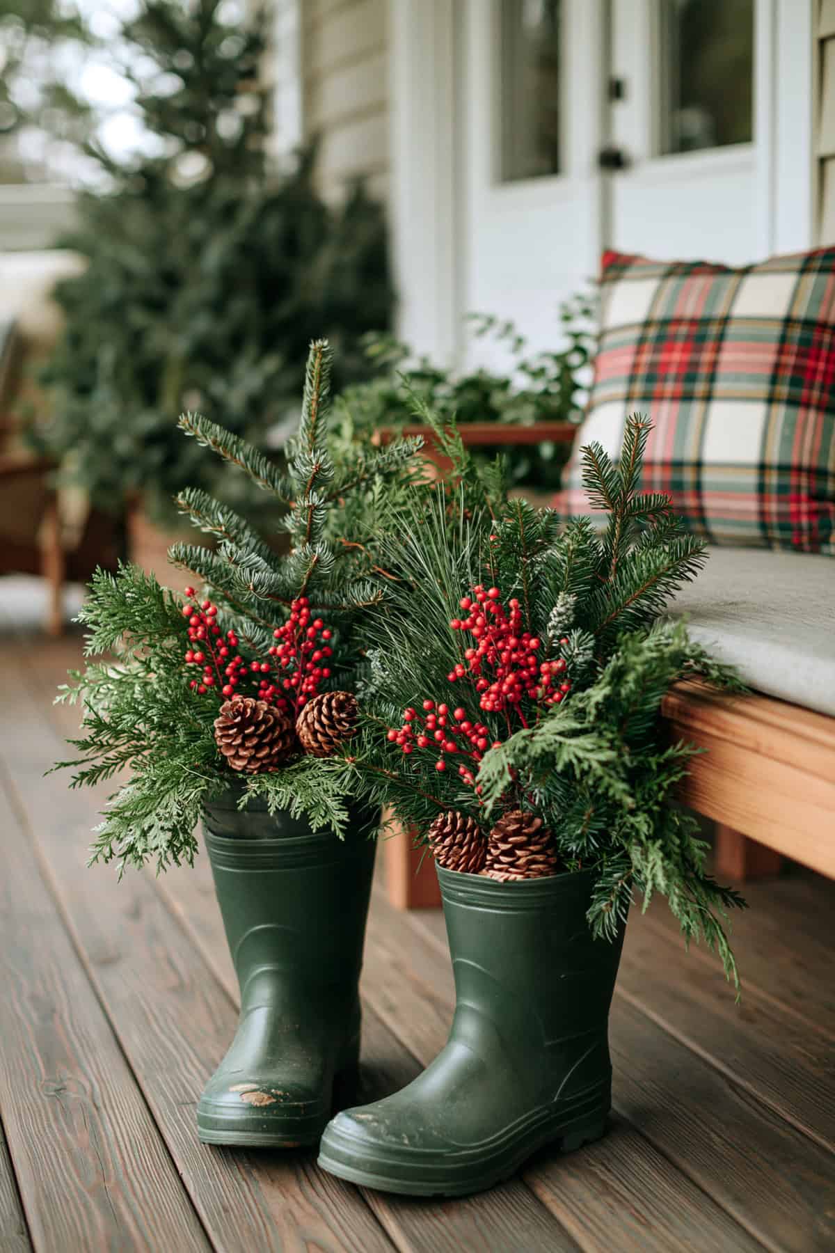 Repurposed Rain Boot Christmas Planter