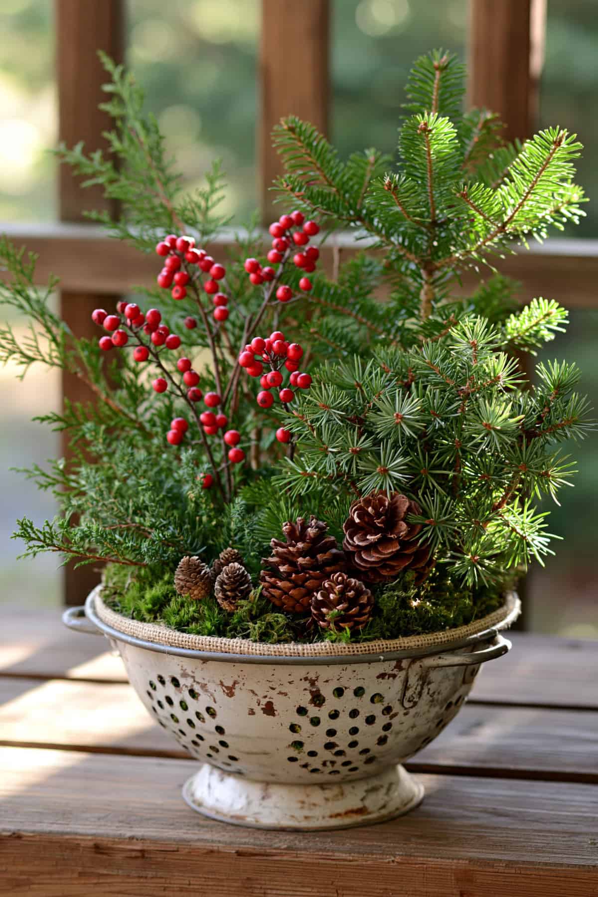 Thrifted Colander Mini Evergreen Planter