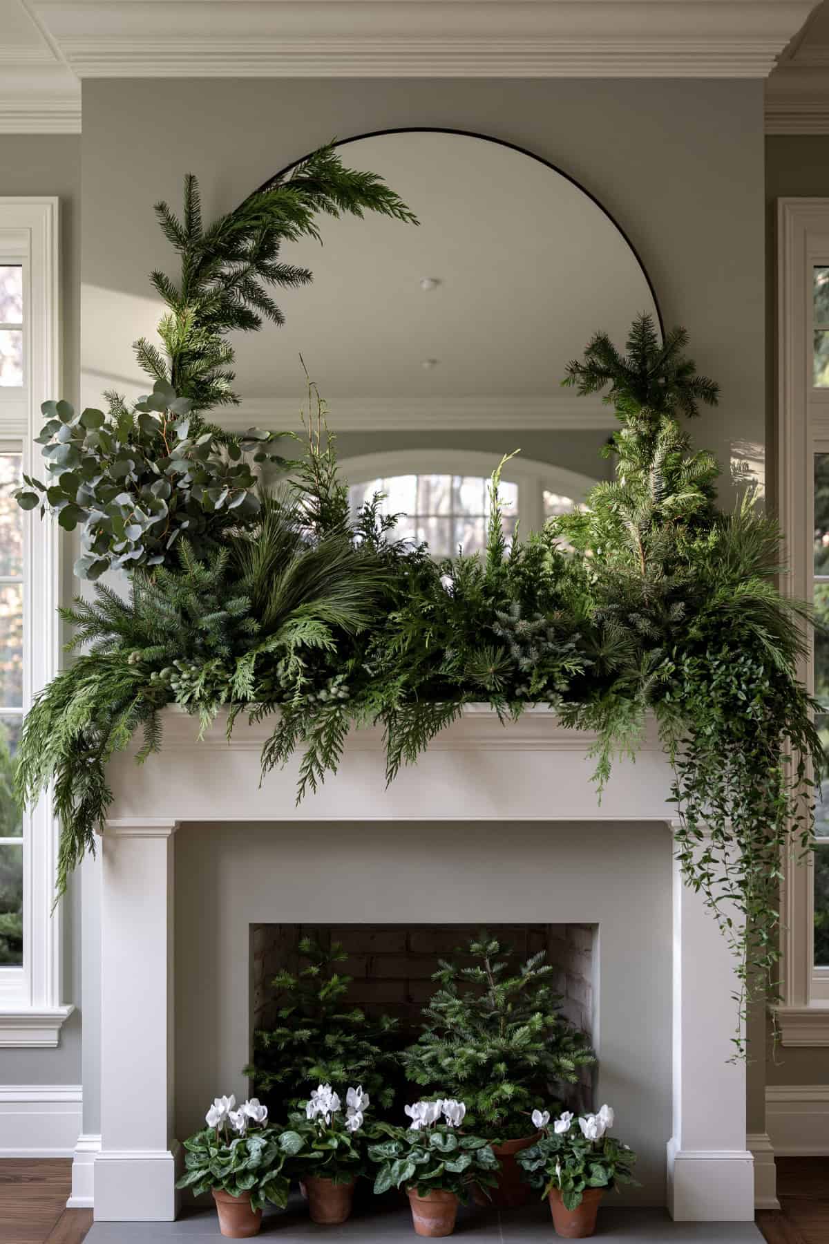 Trailing Greenery Around An Arched Mirror