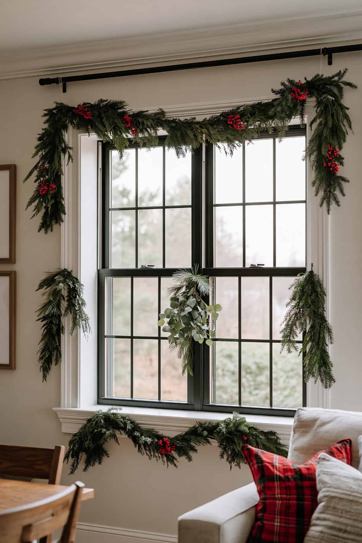 Window Garland With Hanging Greenery Swags