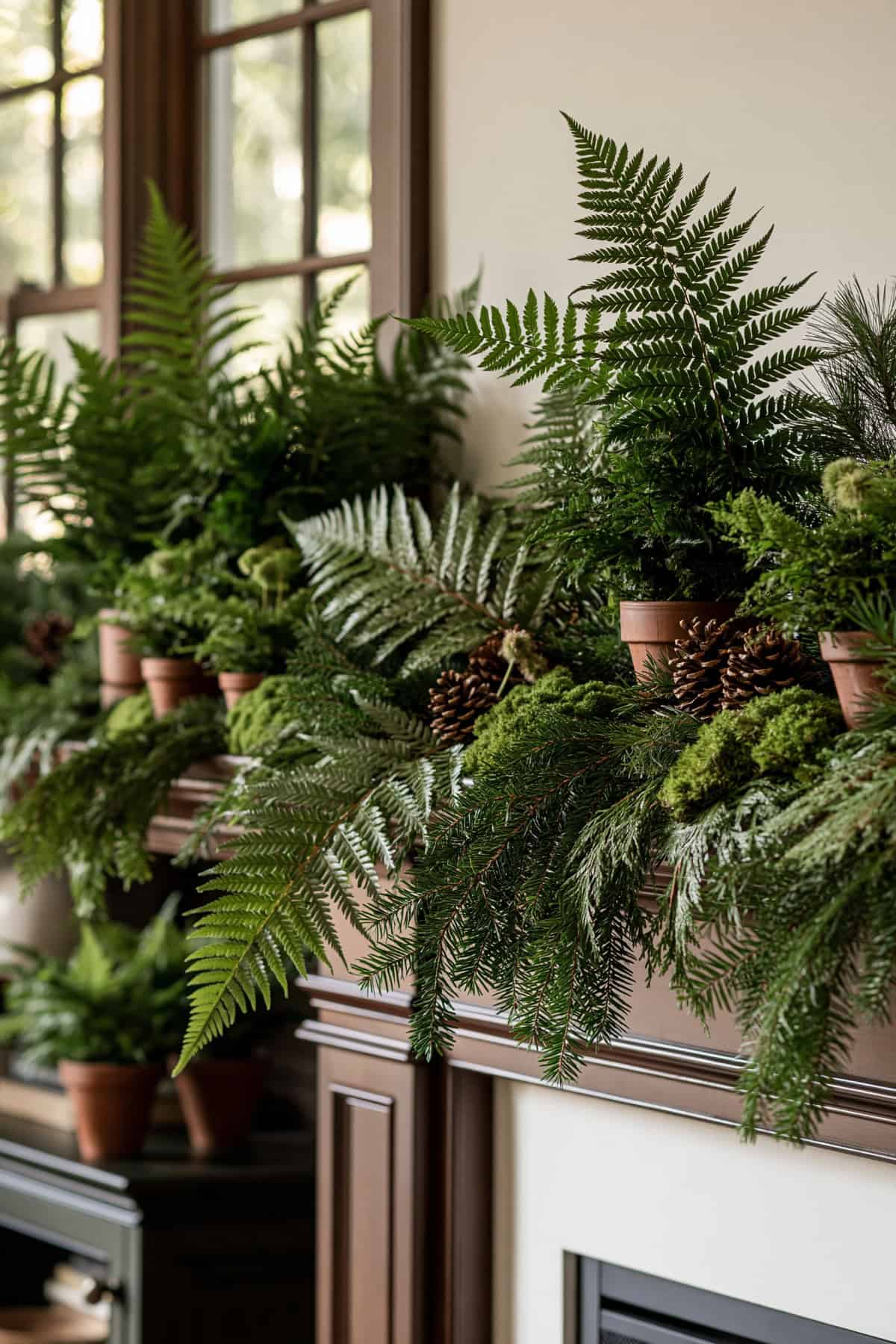 Woodland Fern And Evergreen Mantel