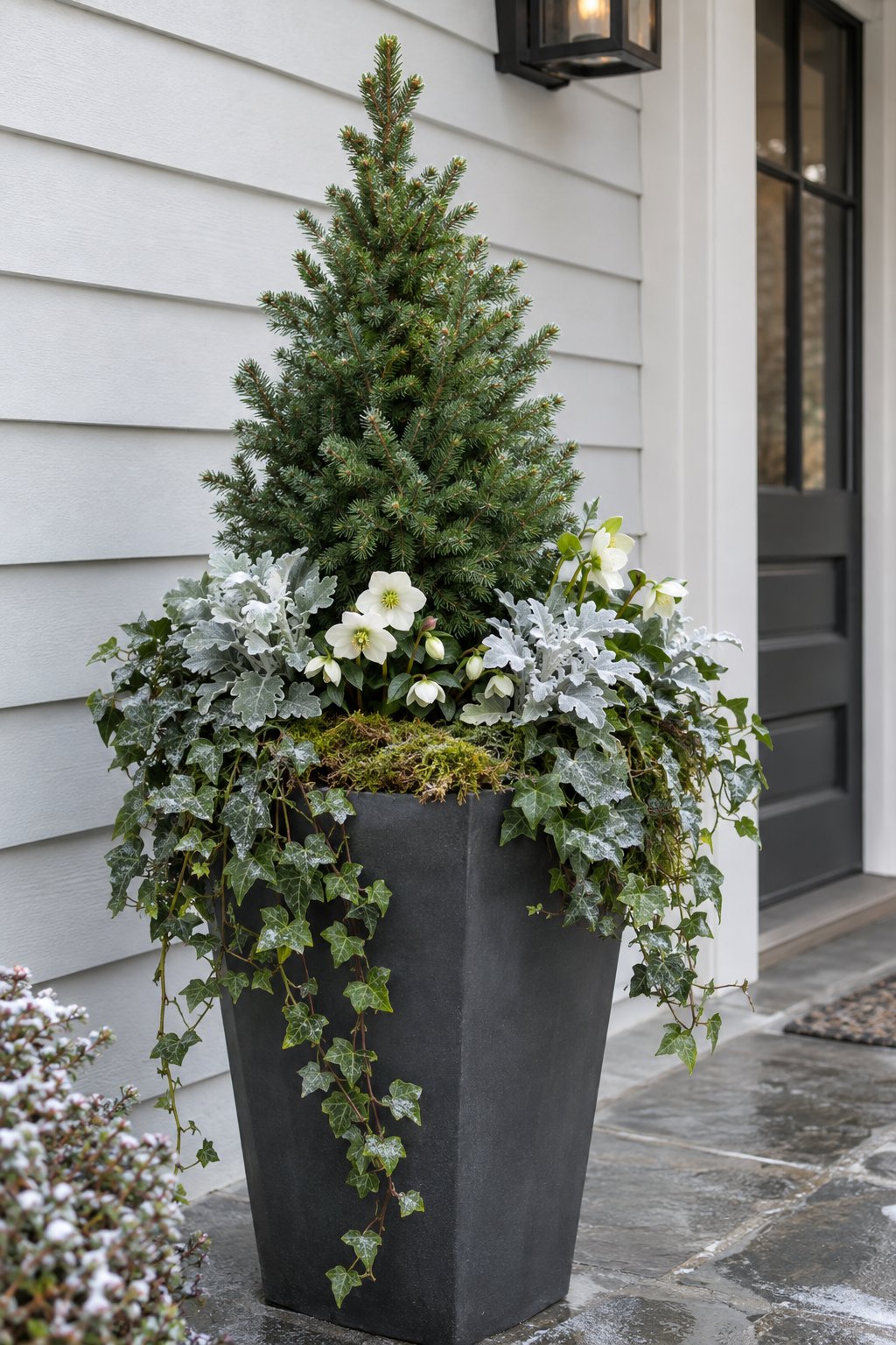 Dwarf Spruce With Cascading Ivy