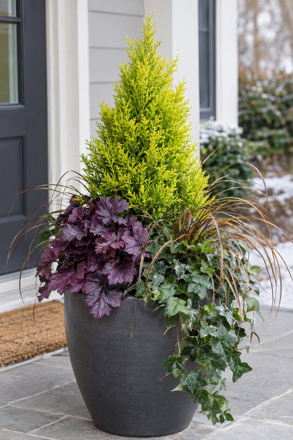 Golden Cypress And Purple Winter Foliage