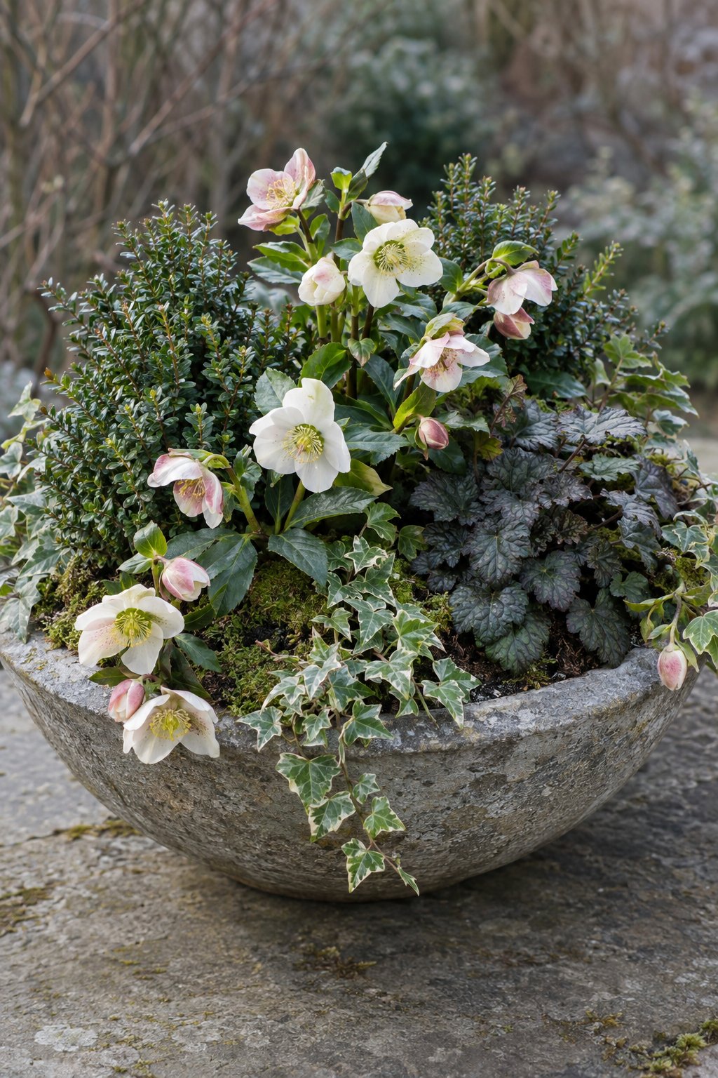 Hellebore And Evergreen Winter Bowl