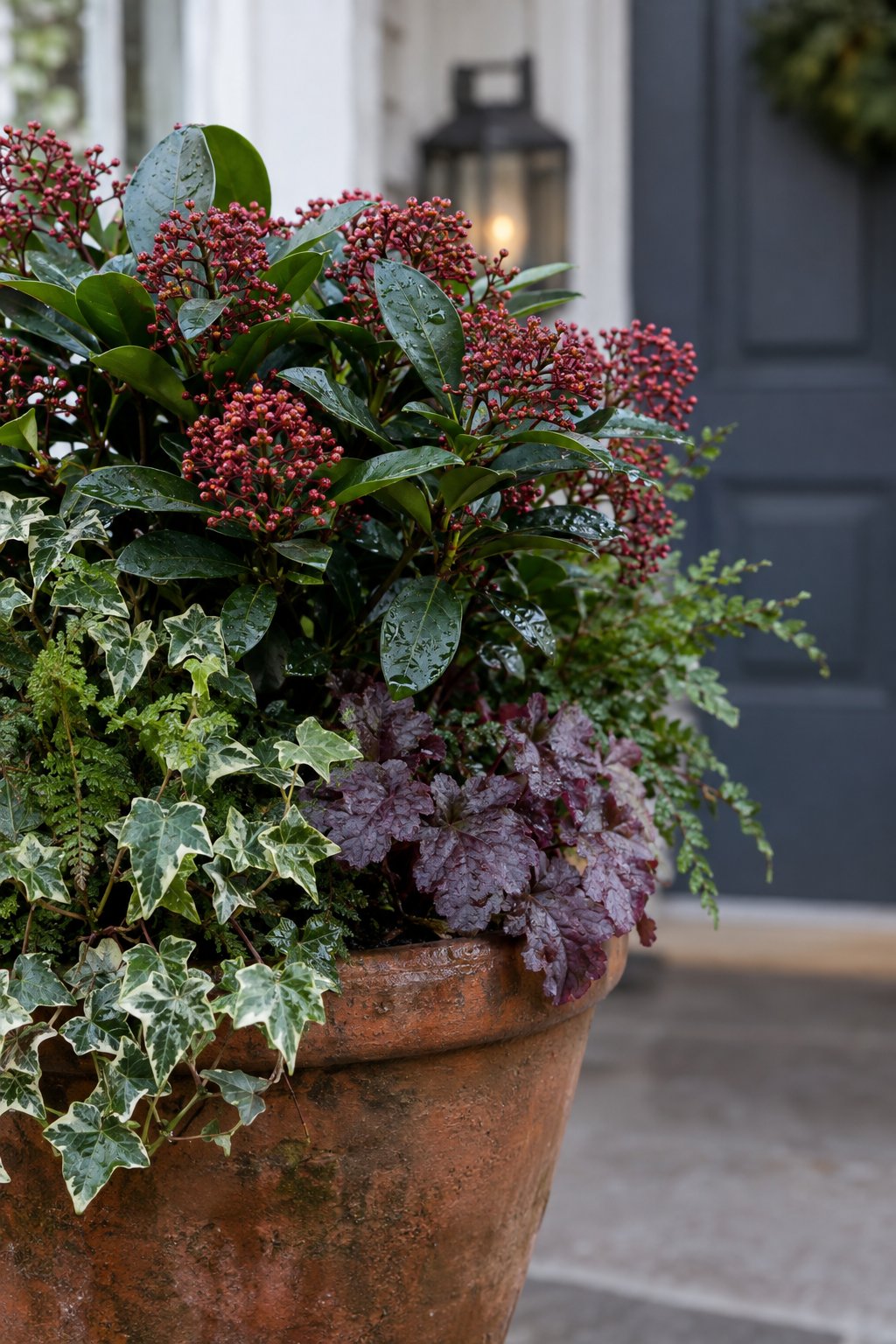 Skimmia And Ivy Winter Pot