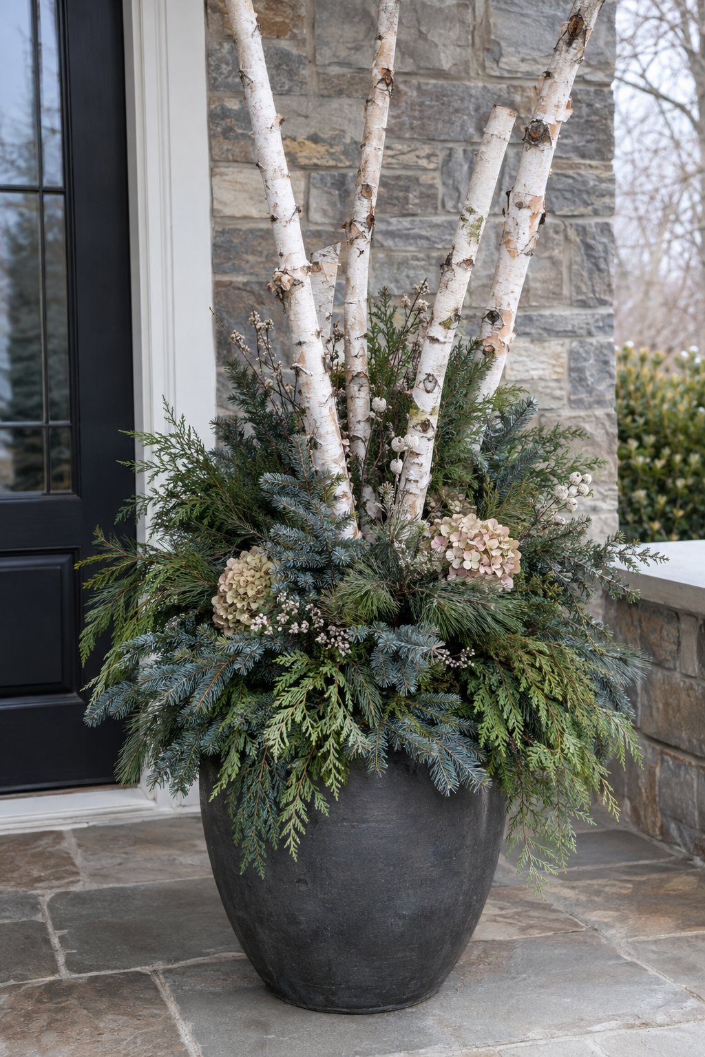 White Birch Branch Winter Planter